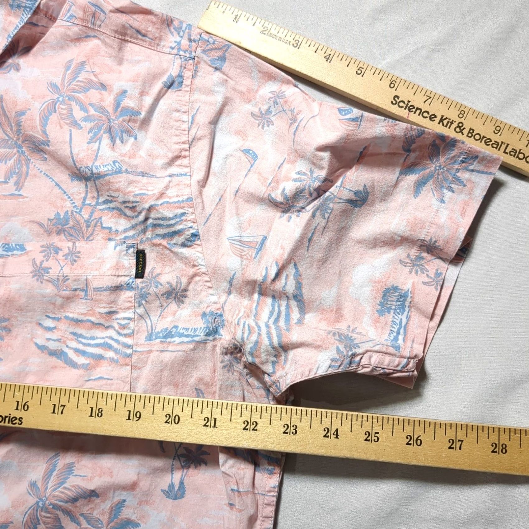 Rip Curl Rip Curl Mens XL Peach Pink Tropical Palm Tree Sailboat Print Hawaiian Shirt Size US XL / EU 56 / 4 - 6 Thumbnail