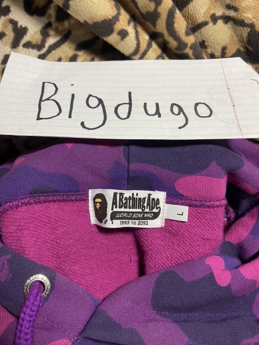 Bape Bape purple camo college pullover hoodie Size US L / EU 52-54 / 3 - 4 Thumbnail