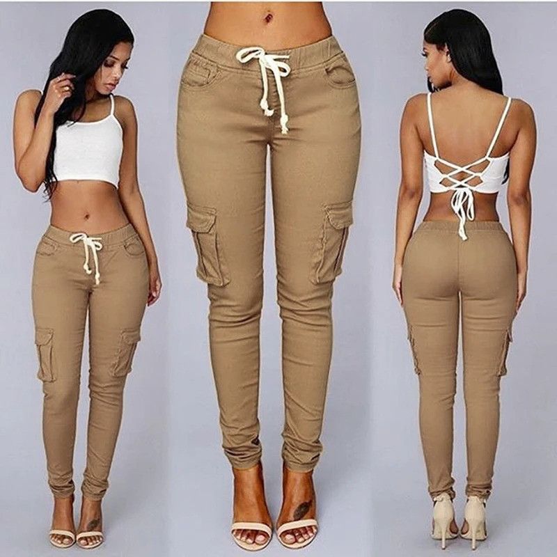 The Unbranded Brand Women's Casual Pocket Combat Trousers High Waist Joggers Size 26" / US 2 / IT 38 - 2 Thumbnail