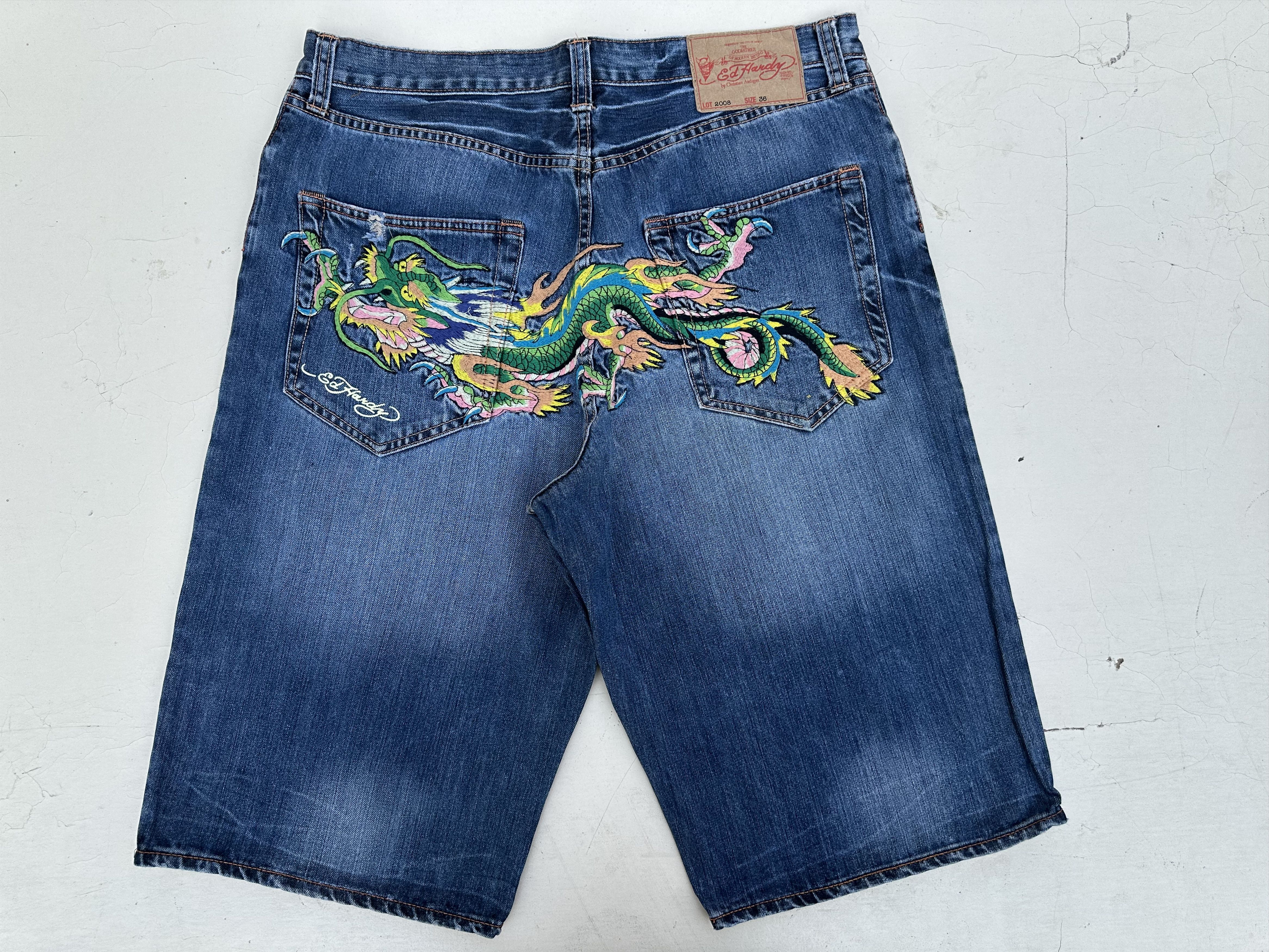 Ed Hardy Ed hardy dragon embroidered shorts Size US 36 / EU 52 - 2 Thumbnail
