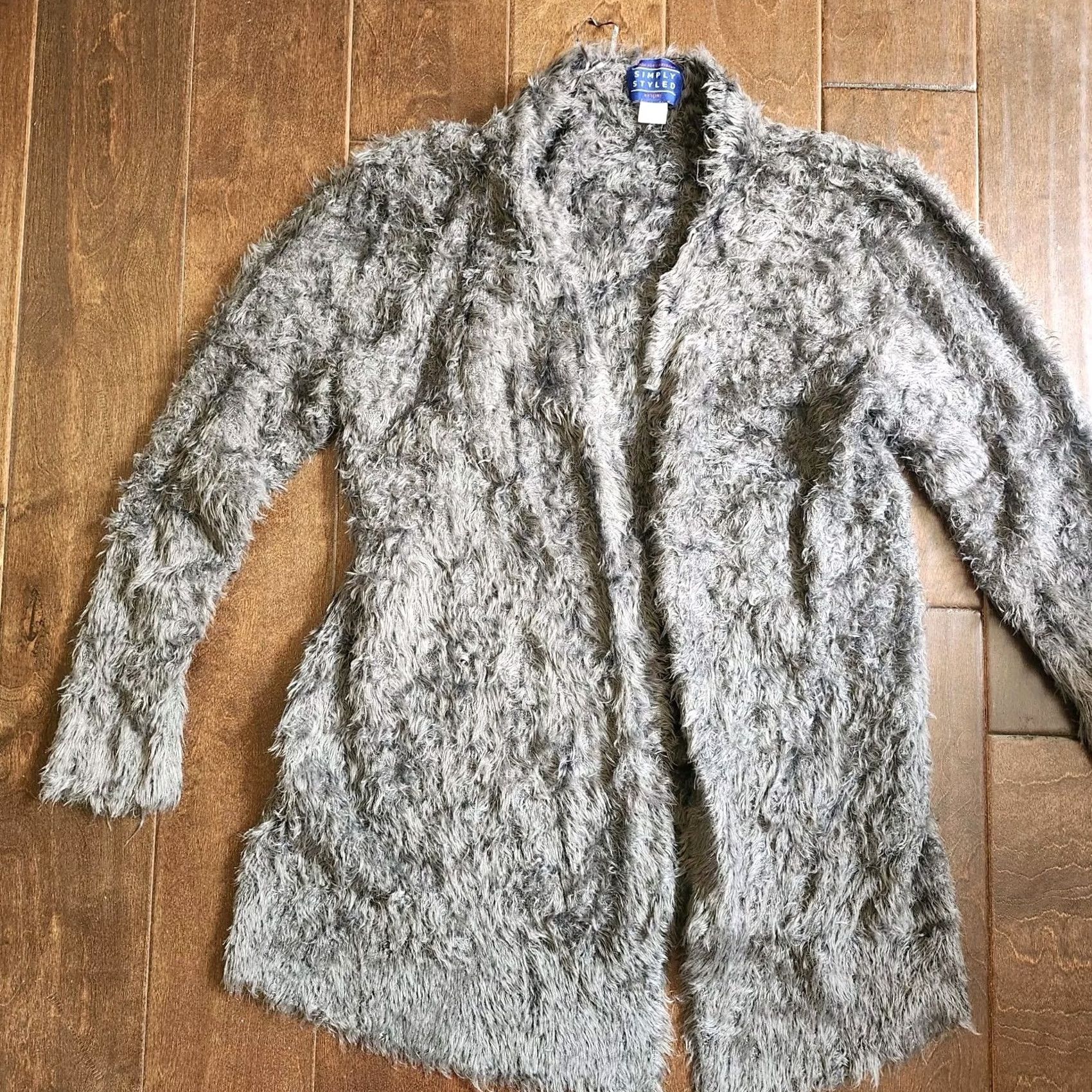 Sears Simply Styled By Sears Women's Cardigan Gray Open Front Fur Knit Coat M 90s Womens Size M / US 6-8 / IT 42-44 - 3 Thumbnail