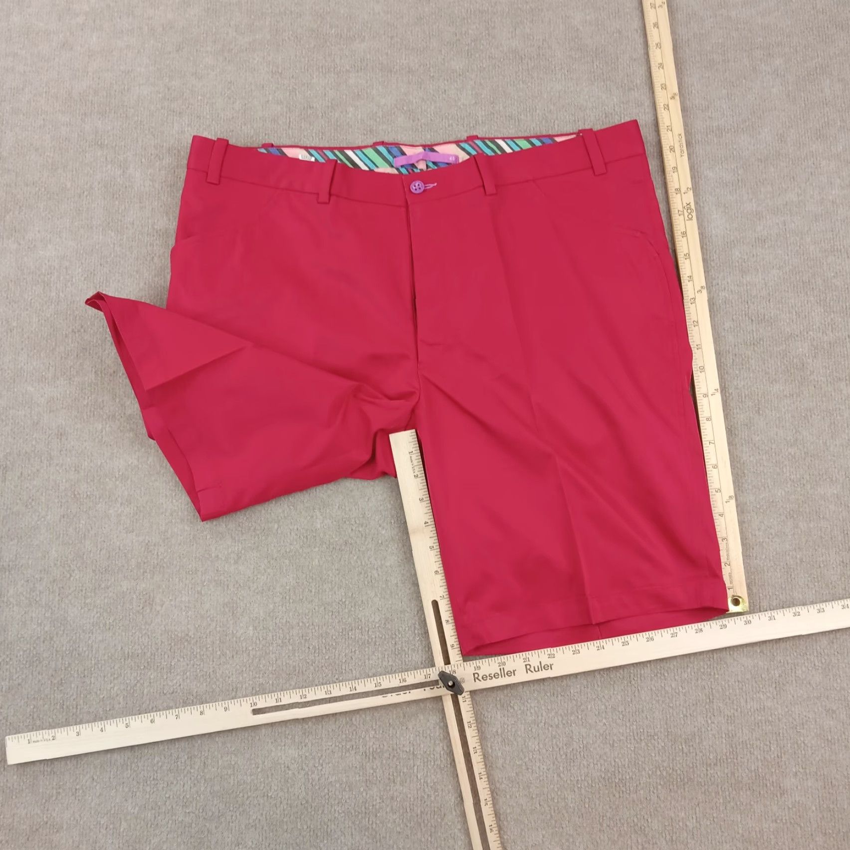 Vintage Artisto Eighteen Mens Red Flat Front Chino Shorts Size 40 Regular Inseam 9 Pockets Summer Size US 40 / EU 56 - 2 Thumbnail