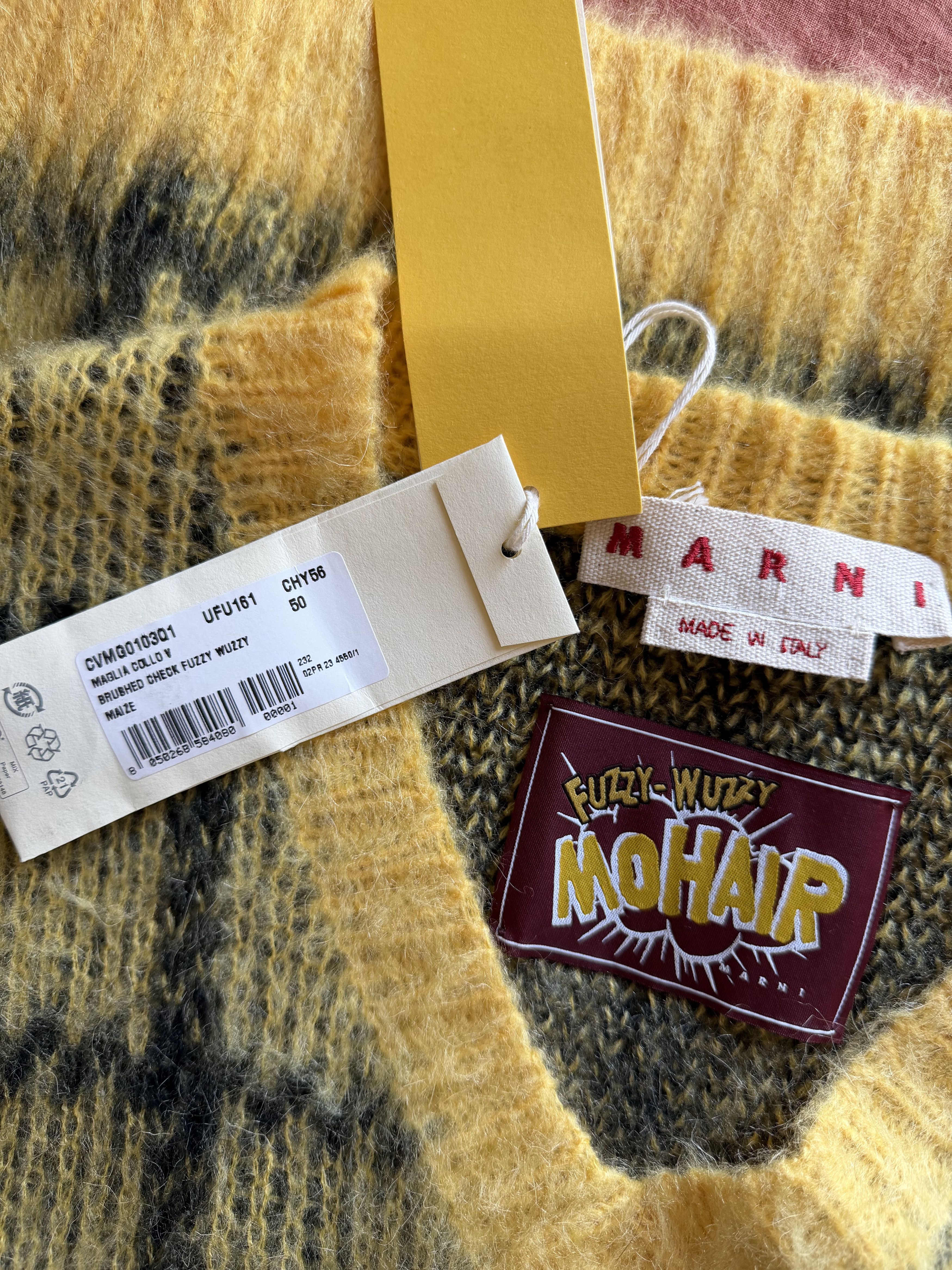Marni Marni Brushed Check Mohair Sweater Vest in Yellow Size US M / EU 48-50 / 2 - 7 Thumbnail