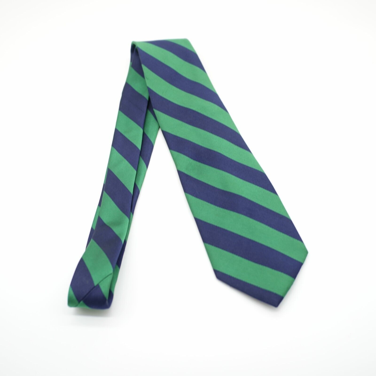 Black Brown 1826 Black Brown 1826 Blue Green Striped Woven Silk Tie Size ONE SIZE - 7 Thumbnail
