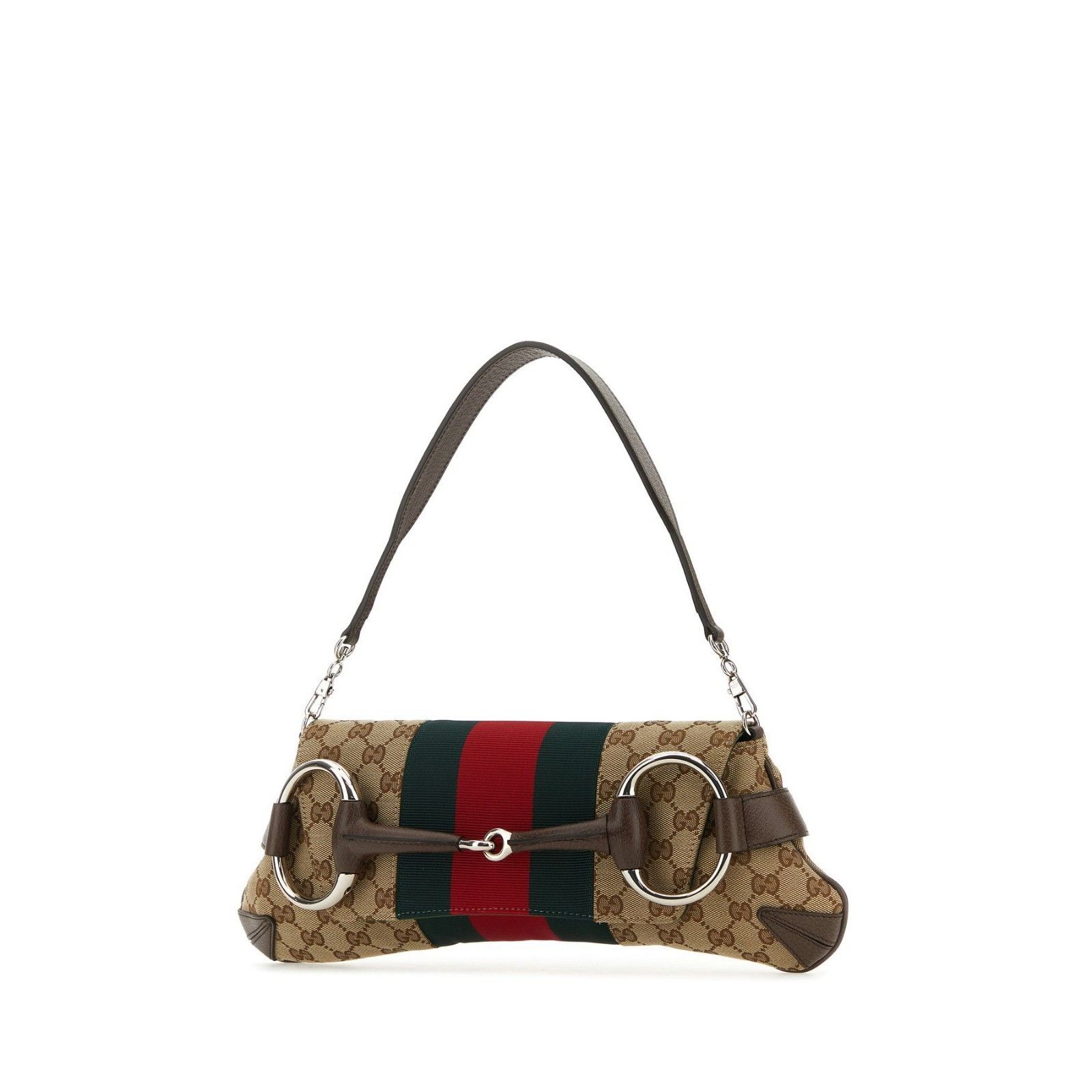 Gucci GUCCI Horsebit Chain Medium Beige/Ebony Canvas Shoulder Bag Size ONE SIZE - 2 Thumbnail