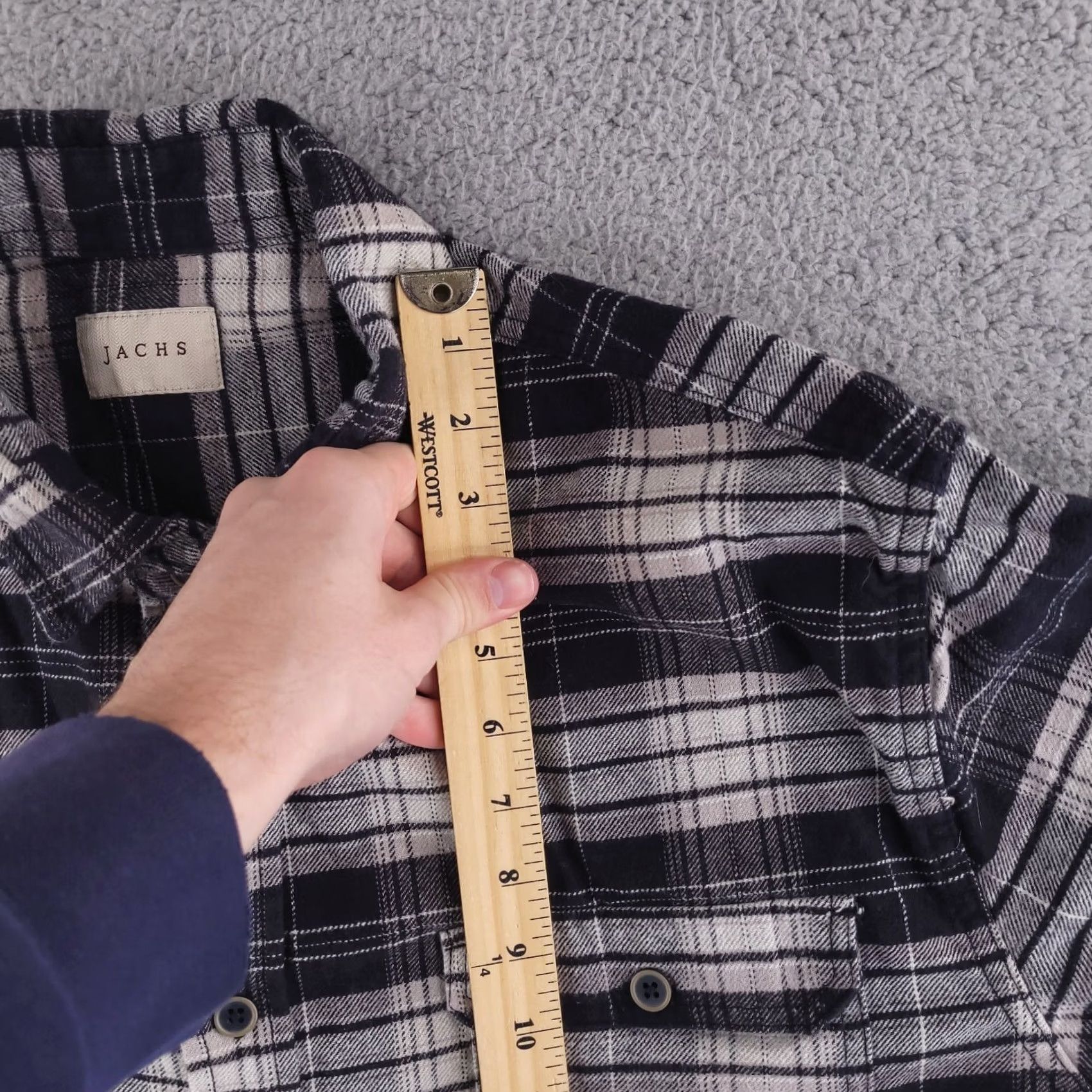 Vintage JACHS Shirt Mens XL Flannel Black Gray Long Sleeve Button Cotton Thick Regular Plaid Shirt XL Mens Size US XL / EU 56 / 4 - 6 Thumbnail