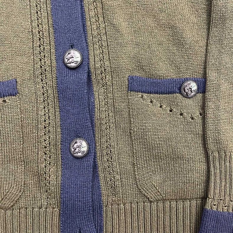 Chanel Chanel V-neck dark green blue edge contrast color cardigan Size XS / US 0-2 / IT 36-38 - 4 Thumbnail