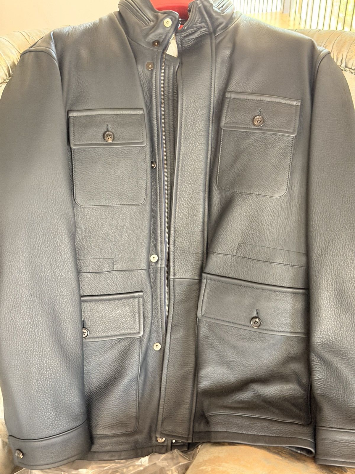 Isaia Napolii New ISAIA NAPOLI Men Deerskin Field Leather Coat Jacket $8K Size US L / EU 52-54 / 3 - 4 Thumbnail