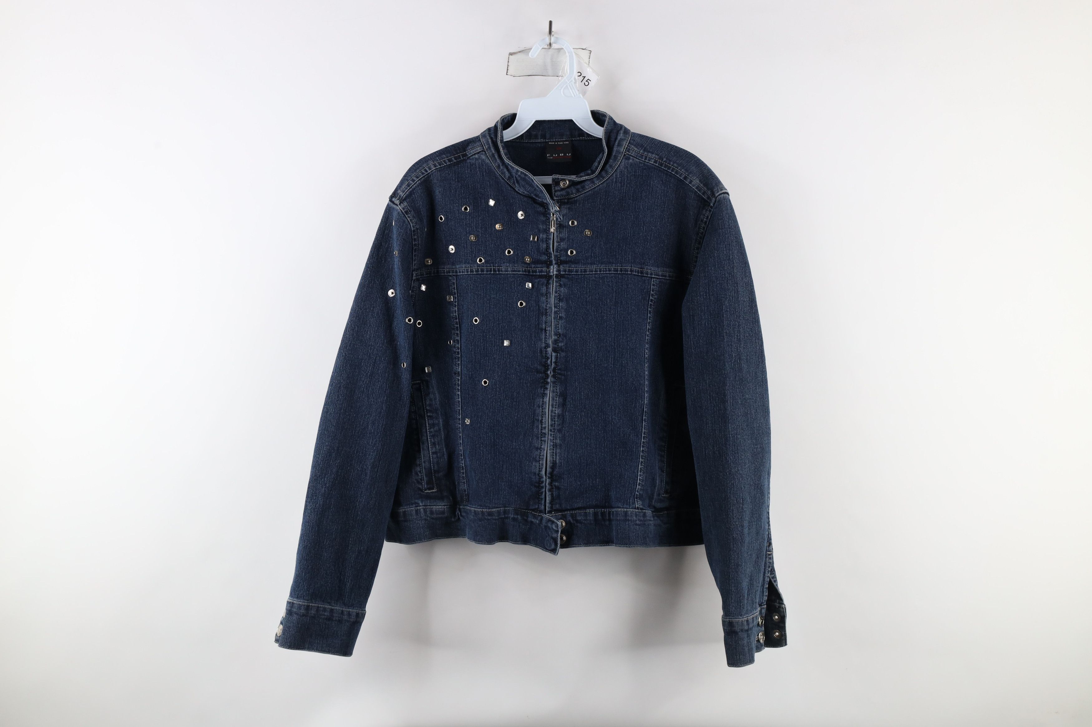 Fubu × Vintage Vintage FUBU Jeweled Studded Stretch Denim Trucker Jacket Size XXL / US 16-18 / IT 52-54 - 1 Thumbnail