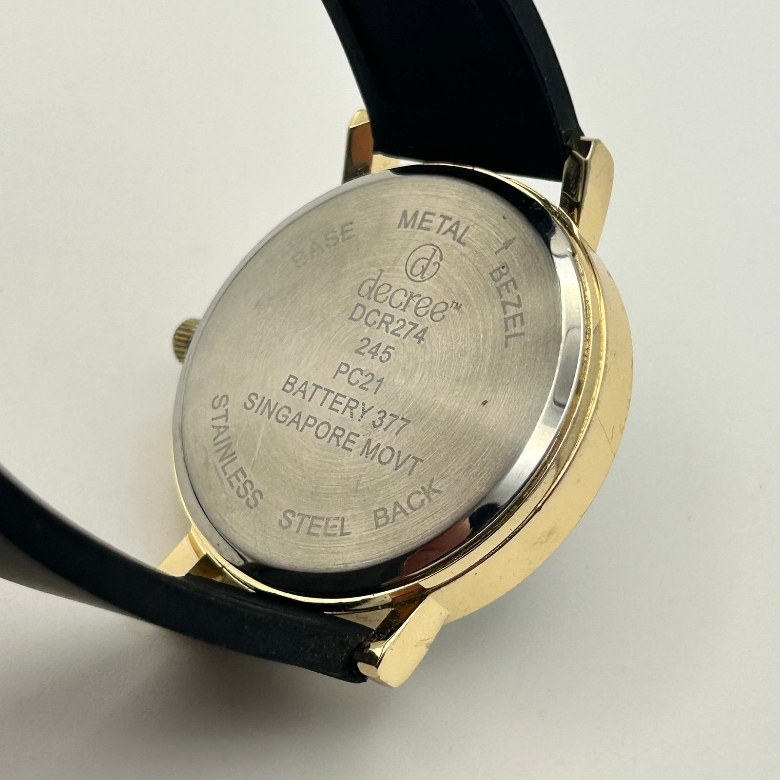 Decree Decree Gold Tone Black Silicon Band Women’s Minimalist Watch Size ONE SIZE - 6 Thumbnail