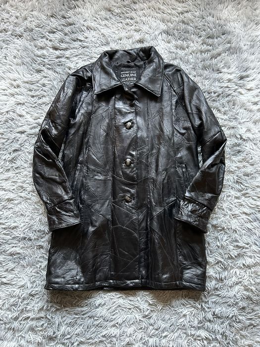 Vintage patchwork leather trench coat Grailed