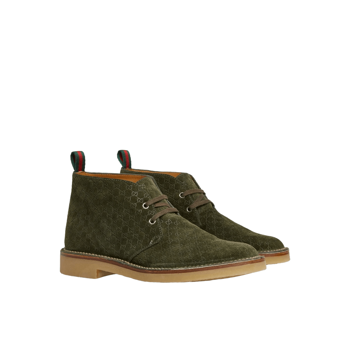 Gucci oc11z526 Men's Ankle Boots With Web in Dark Green Size US 10 / EU 43 - 2 Thumbnail