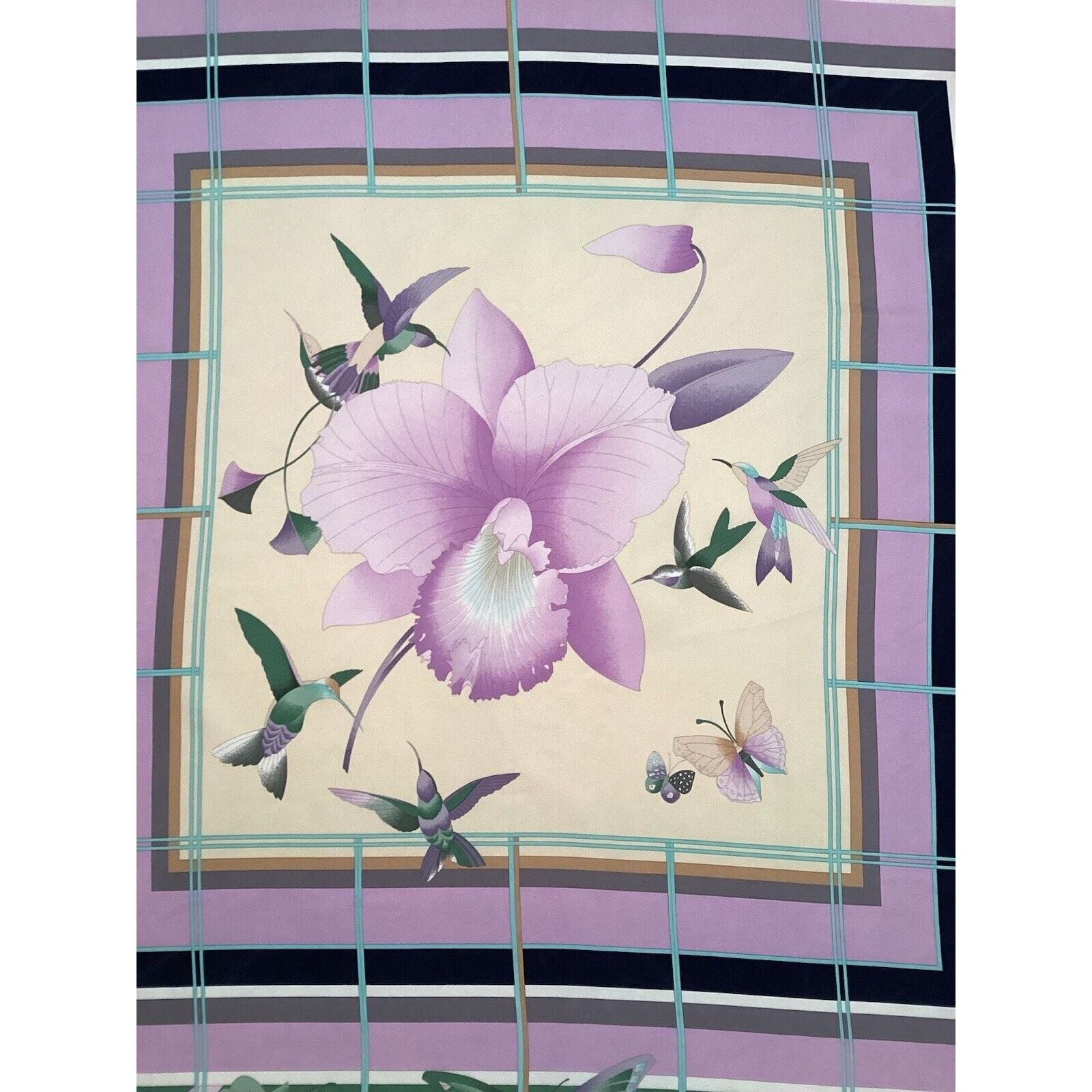 Leonard Paris LÉONARD PARIS Purple Floral BIRD Print Scarf Silk Italy 34.5 Size ONE SIZE - 3 Thumbnail