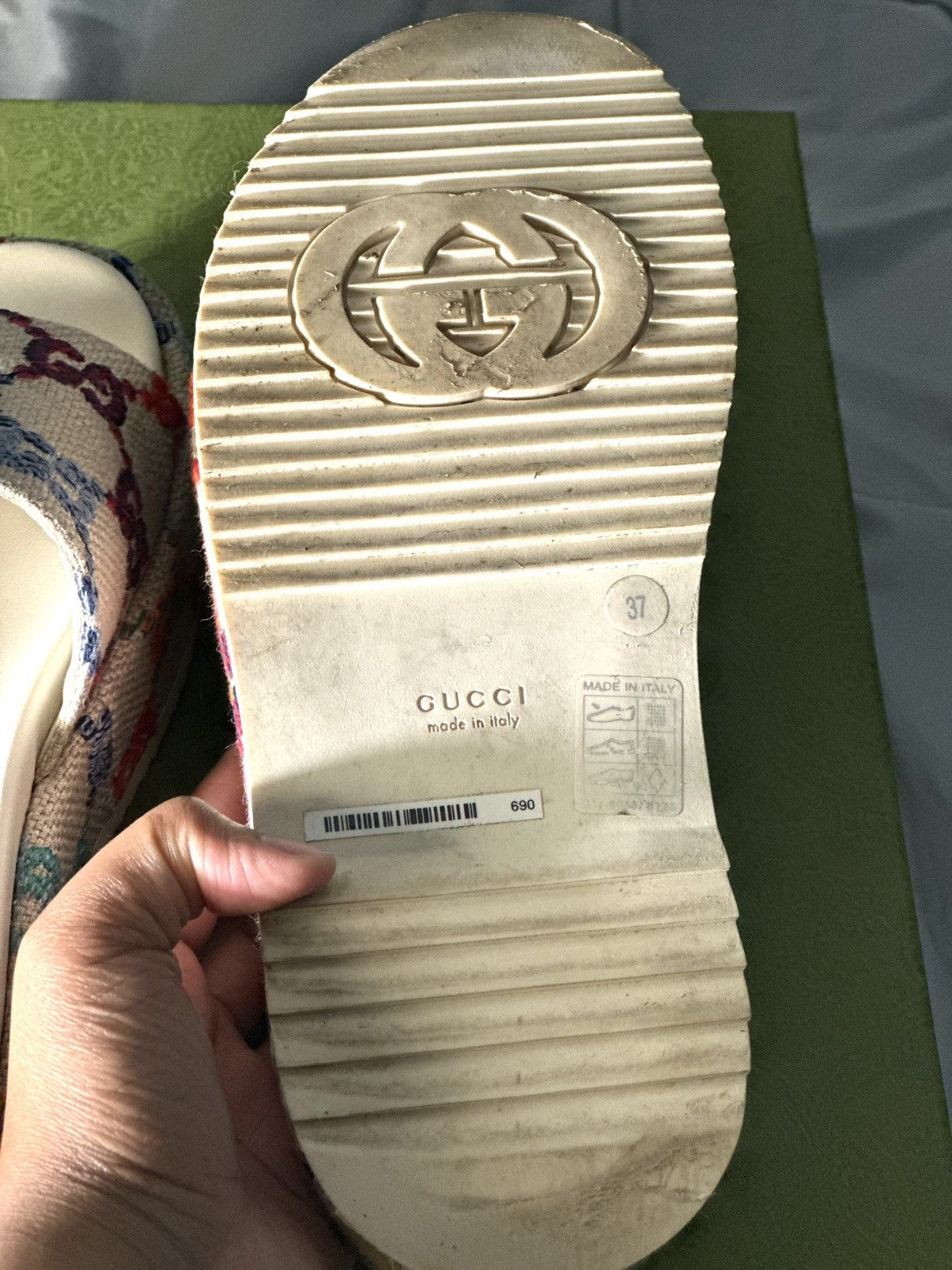 Gucci Gucci Angelina Embroidered Logo Platform Slide Sandal Size US 7 / IT 37 - 5 Thumbnail