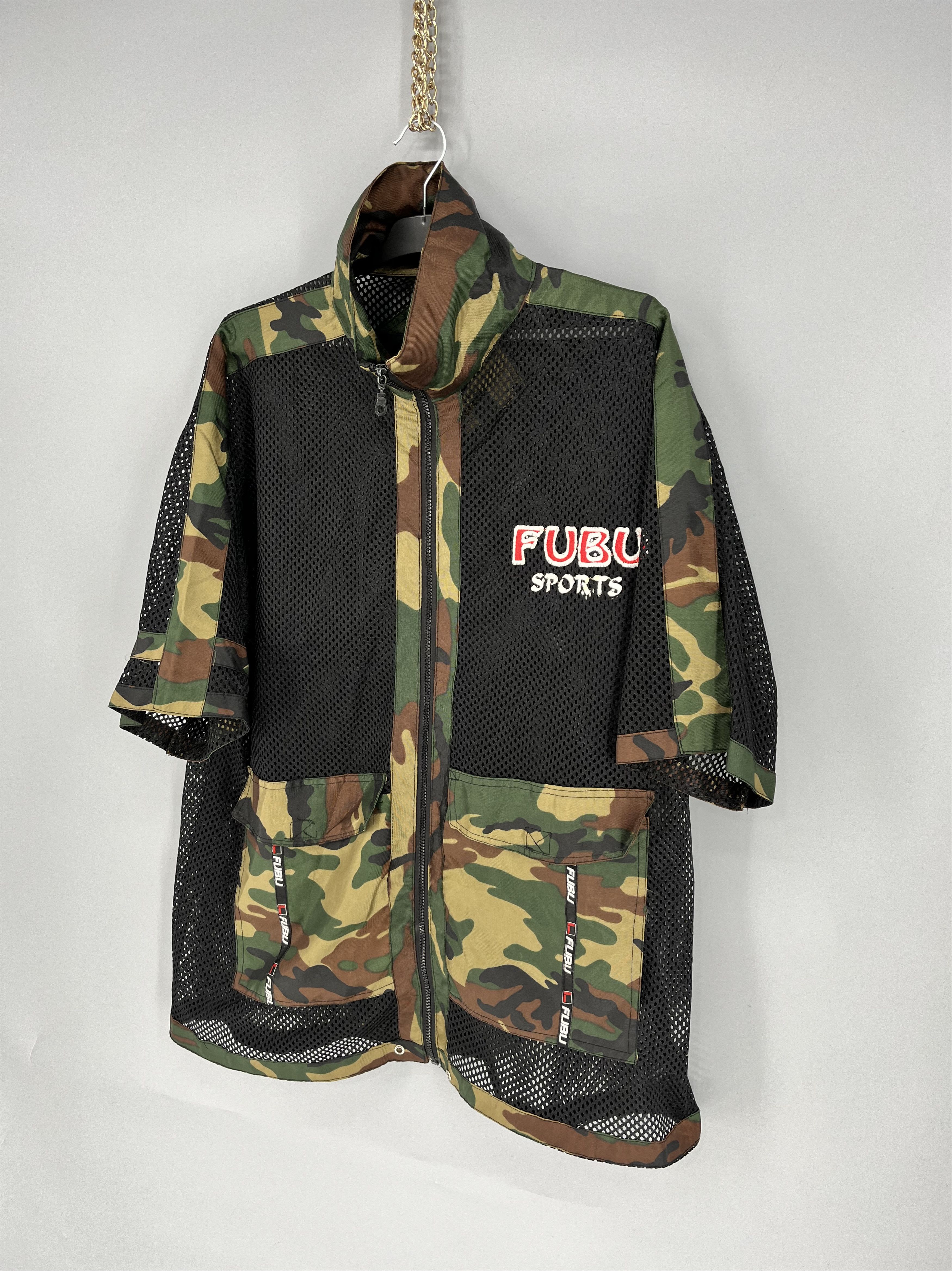 Fubu Vintage 90s Fubu Camo Sports Side Tapes Zipper Jacket Tshir Size US L / EU 52-54 / 3 - 3 Thumbnail