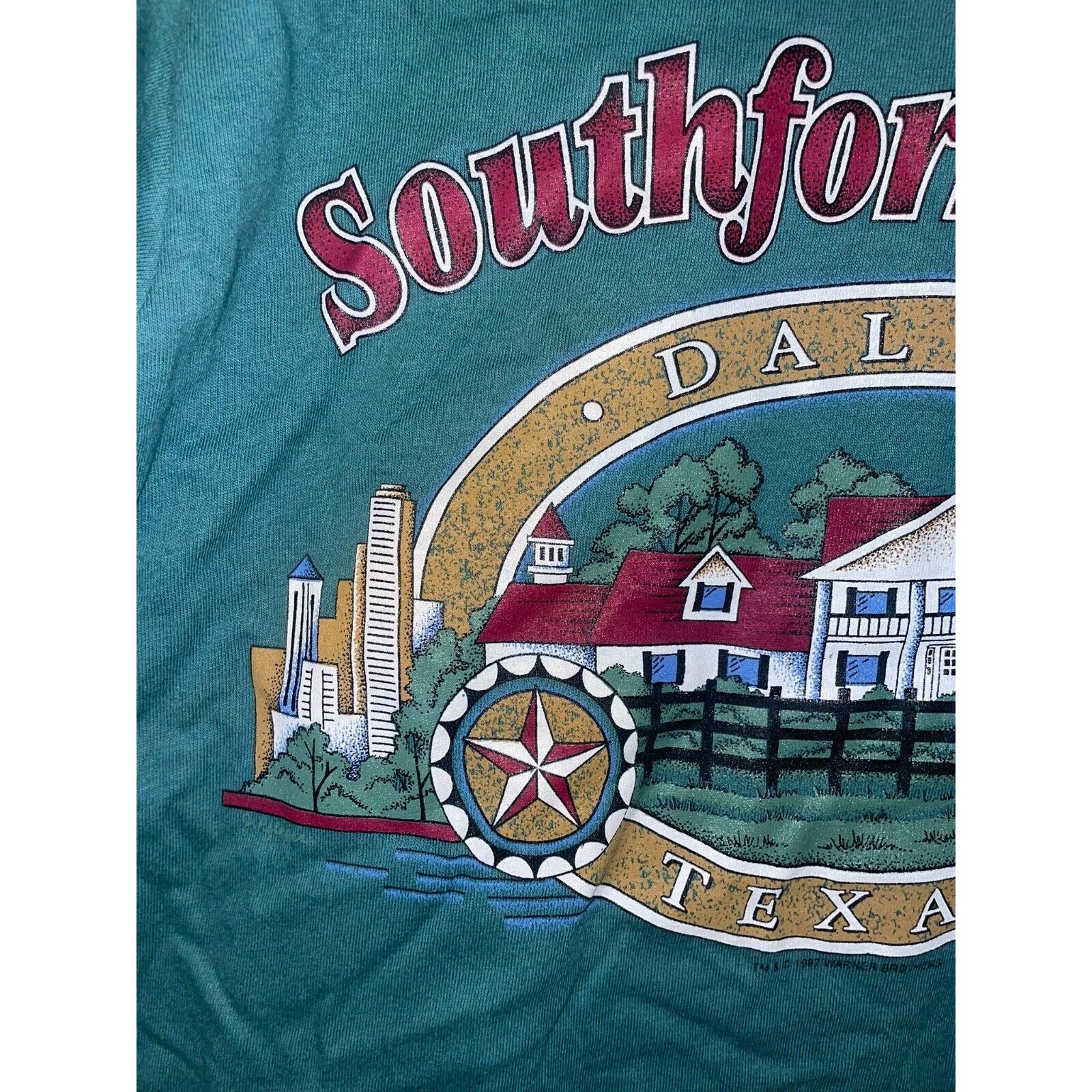 Anvil Vintage Southfork Ranch Shirt Dallas Texas Green Tee VTG 90s Size US S / EU 44-46 / 1 - 3 Thumbnail