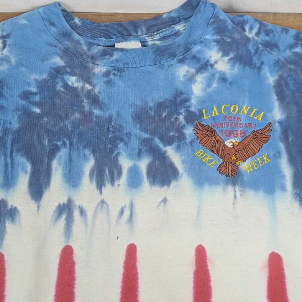 Anvil 1998 75th Laconia Bike Week American Tie-Dye T Shirt XL Size US XL / EU 56 / 4 - 3 Thumbnail