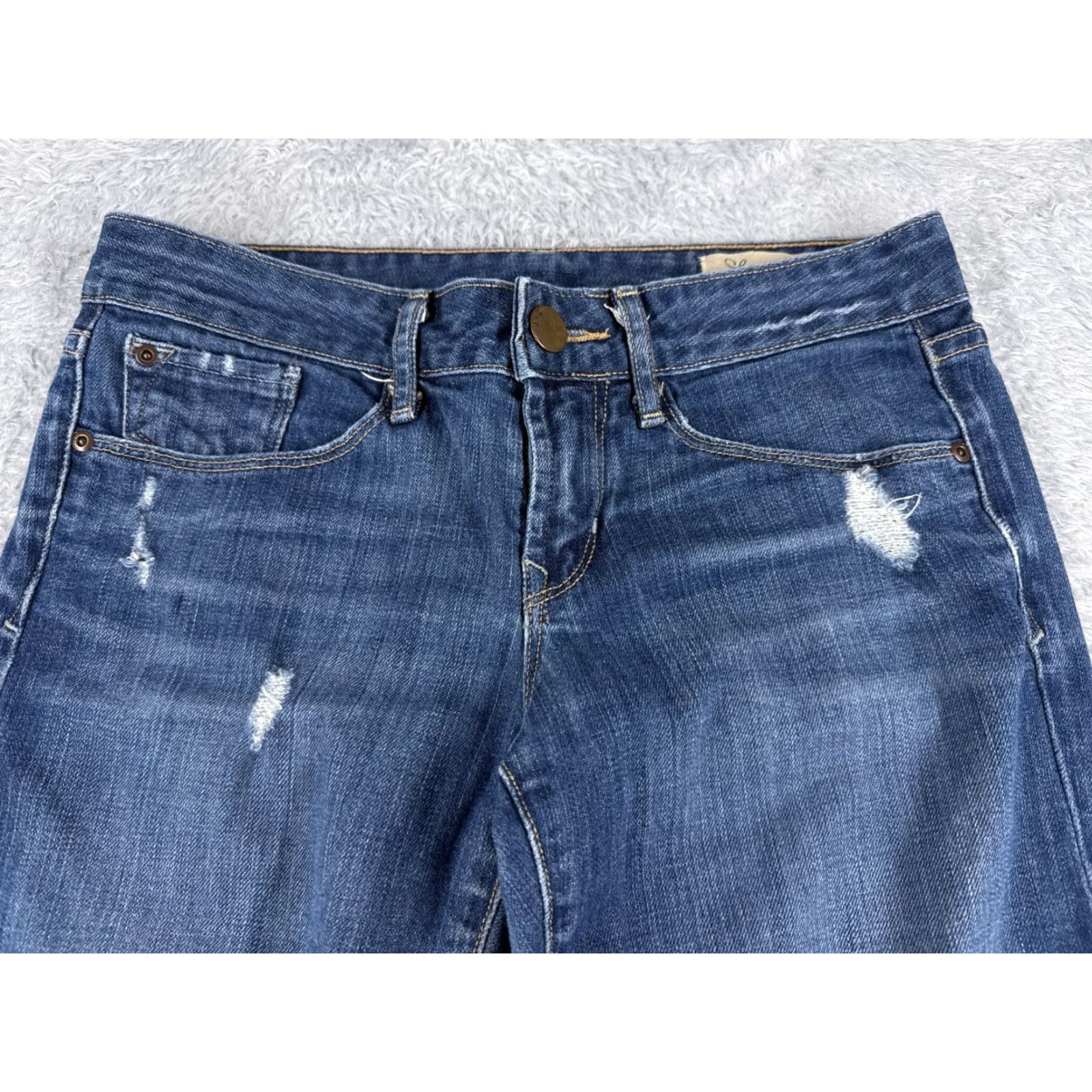 Gap VINTAGE Gap Jeans Womens 2 Blue Denim Bootcut Distressed Low Rise 27x30 Jeans Womens Mens? Size 26" / US 2 / IT 38 - 4 Thumbnail