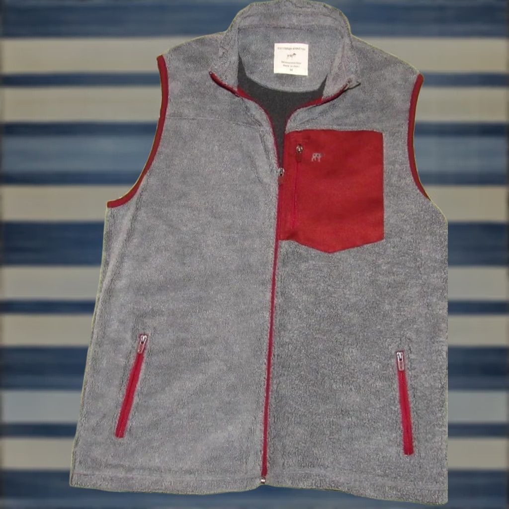 Vintage SOUTHERN POINT Grey Red Full Zip Fleece Vest Medium M Shirt Mens Size US M / EU 48-50 / 2 - 1 Thumbnail