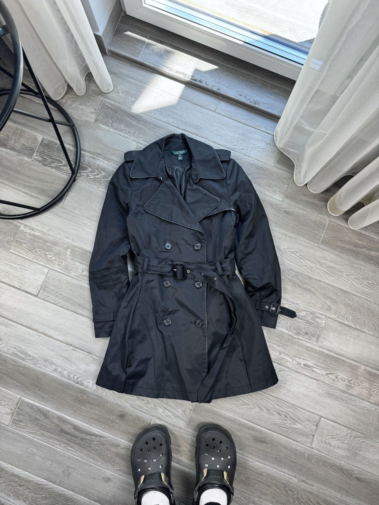 Lauren Ralph Lauren Lauren Ralph Lauren Black Trench Coat Jacket Size S / US 4 / IT 40 - 1 Thumbnail