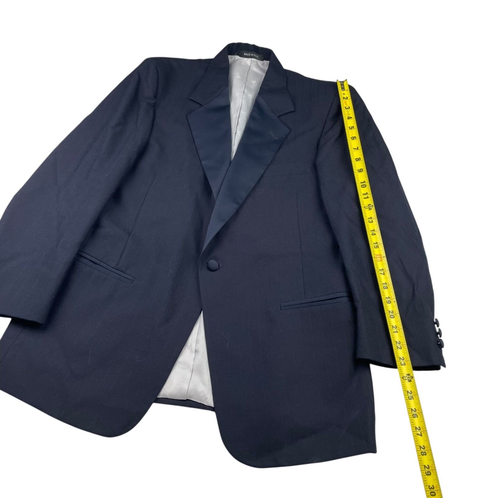 Other VTG Lord West Men's Satin Lapel 1-Button Tuxedo Suit Navy • Size 42R - 11 Thumbnail