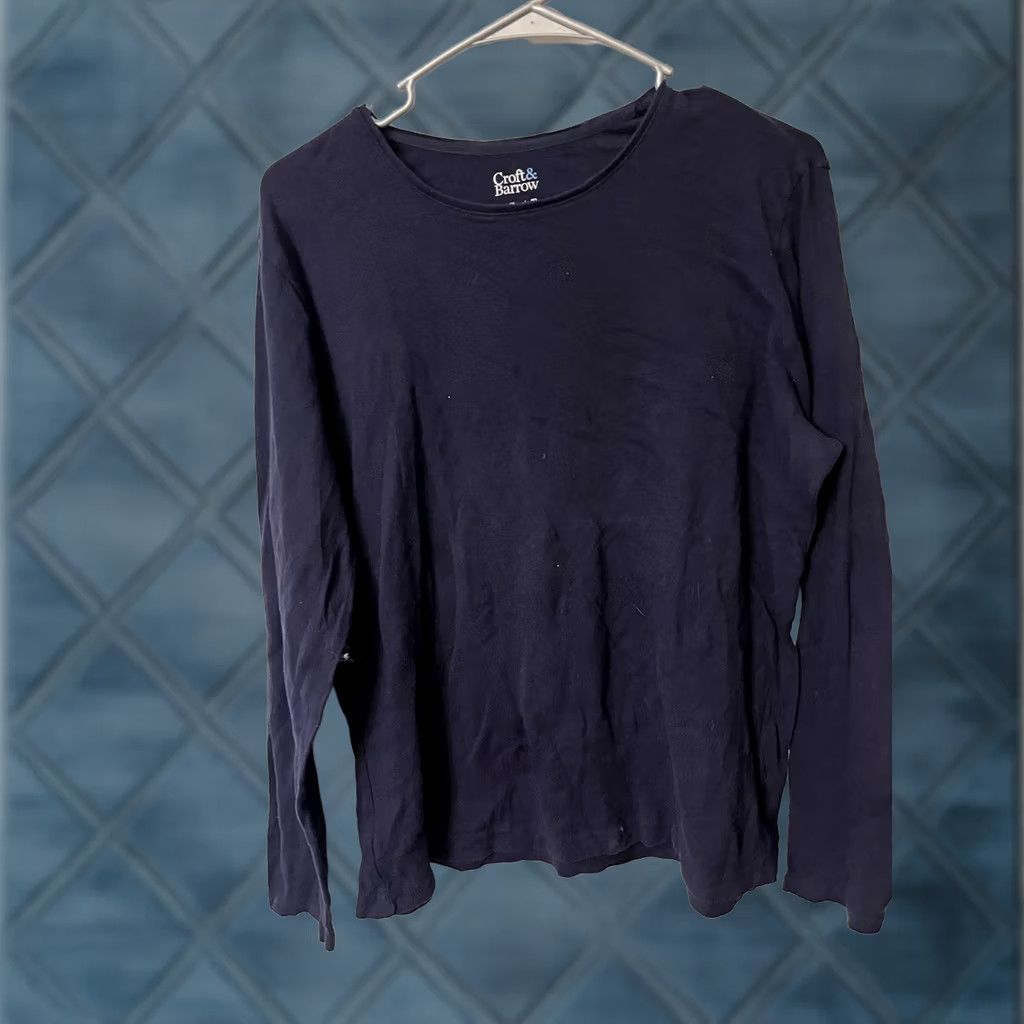 Croft & Barrow Croft & Barrow Women's Blue Classic Tee Size L Long Sleeve Crew Cotton Shirt Size L / US 10 / IT 46 - 1 Thumbnail