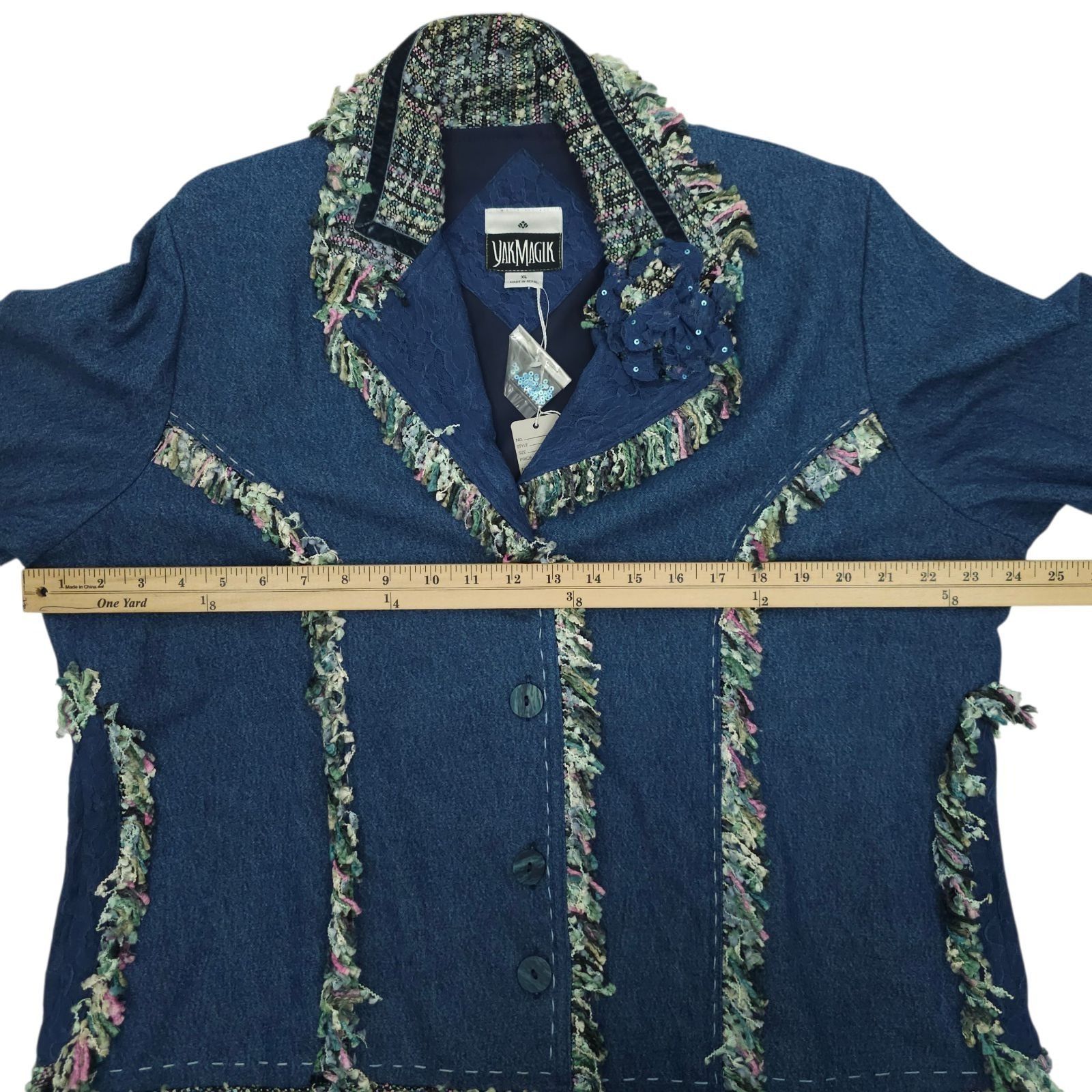 Other Yak Magik Jacket XL Denim Funky Boho Fringe Art to Wear Size XL / US 12-14 / IT 48-50 - 4 Thumbnail