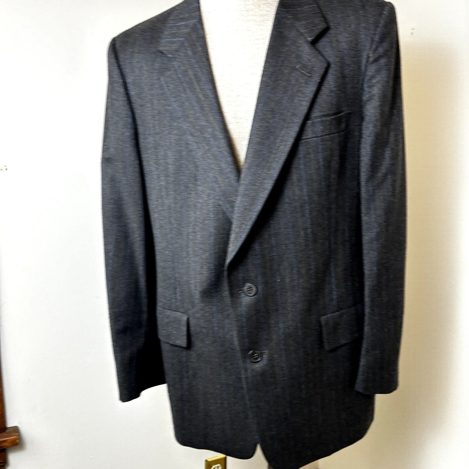 Christian Dior Monsieur Christian Dior Sz 42R Men's Gray Striped Blazer Pure Virgin Size 42R - 3 Thumbnail