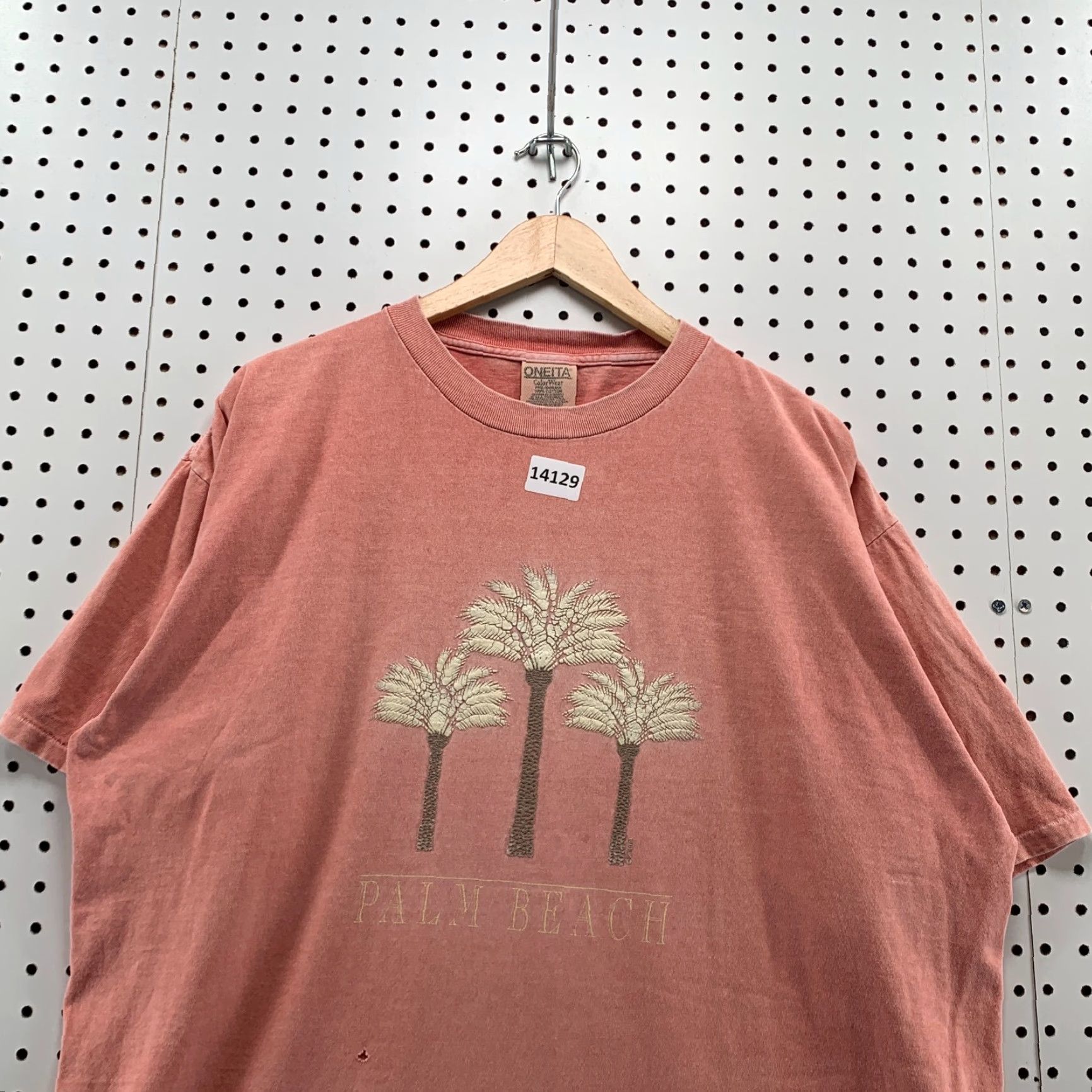 Vintage VINTAGE Oneita Palm Beach Shirt Adult XL Pink Short Sleeve Single Stitch 90s Mens Size US XL / EU 56 / 4 - 5 Thumbnail