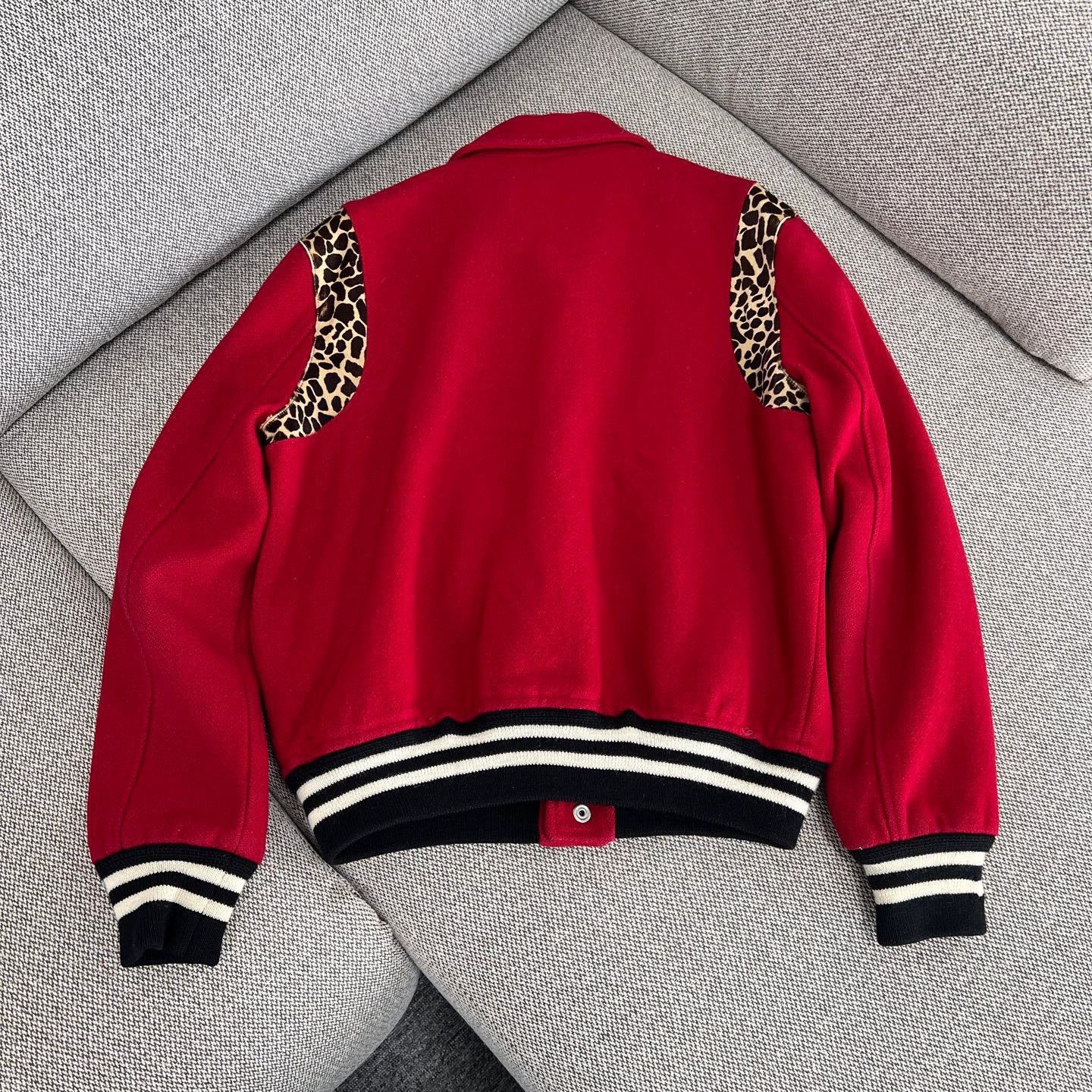 Saint Laurent Paris red leopard print baseball jacket Size US L / EU 52-54 / 3 - 2 Thumbnail