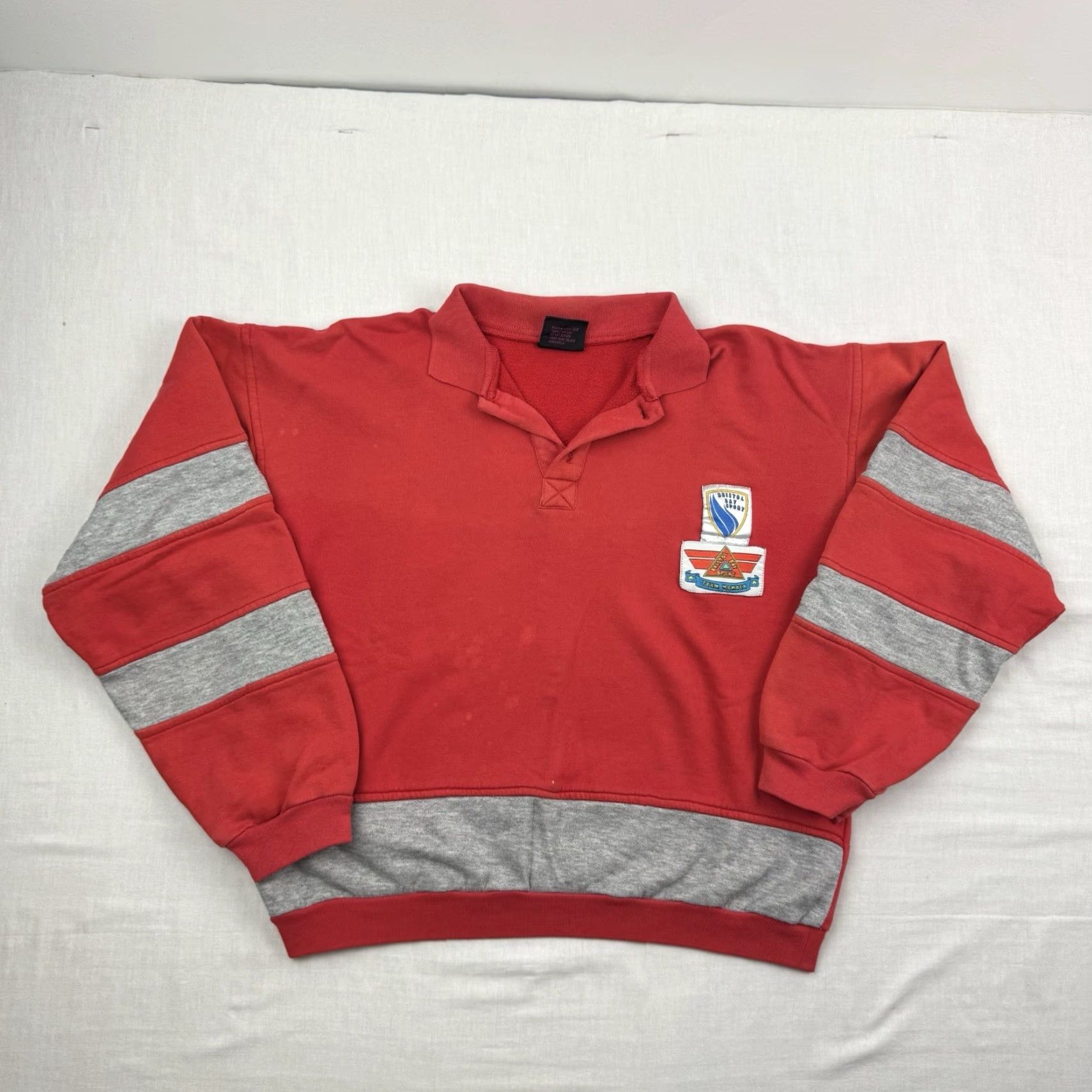 Vintage VINTAGE Bristol Bay Sport Sweatshirt Men M Red Collared 1980s Sports Patch Pullover Button 80s Size US M / EU 48-50 / 2 - 2 Thumbnail