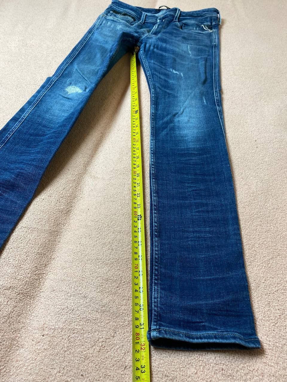 Replay × Vintage Replay Anbass Slim Fit Mid Wash Jeans Blue Size US 33 - 19 Thumbnail