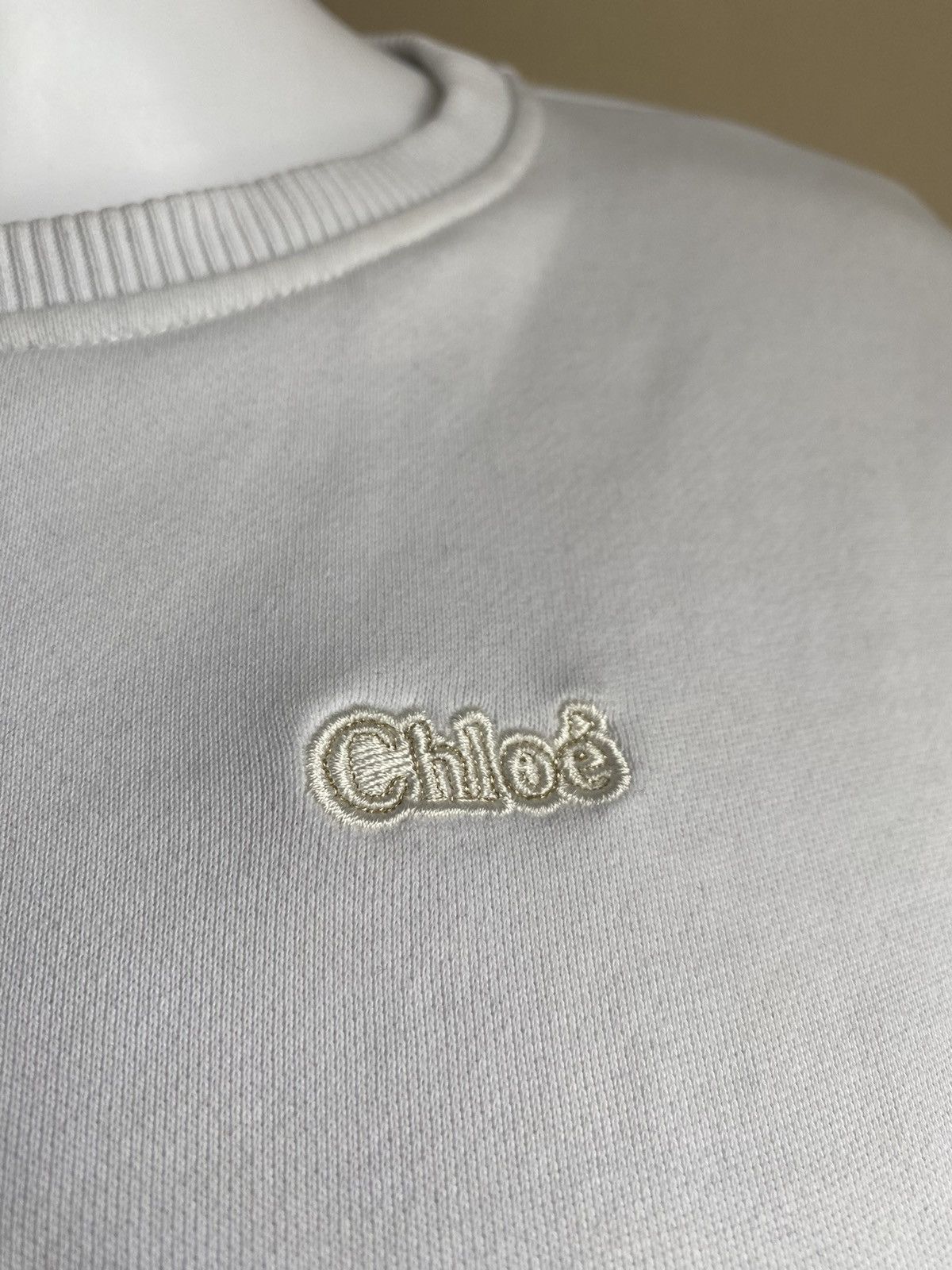 Chloe Chloe Womens White Cropped Sweatshirt Size 12 Size M / US 6-8 / IT 42-44 - 4 Thumbnail