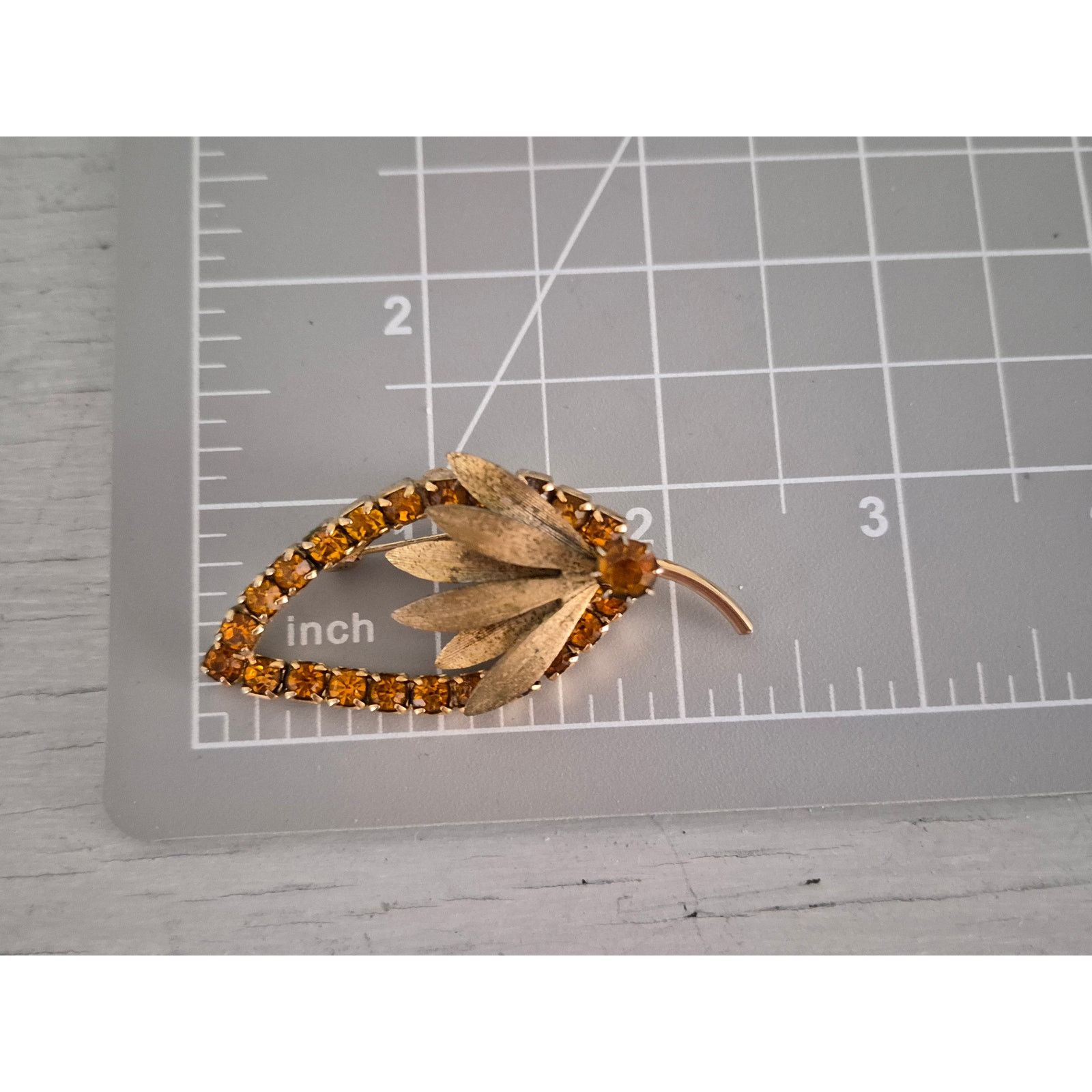 Other Vintage Amber Rhinestone Floral Brooch Size ONE SIZE - 4 Thumbnail