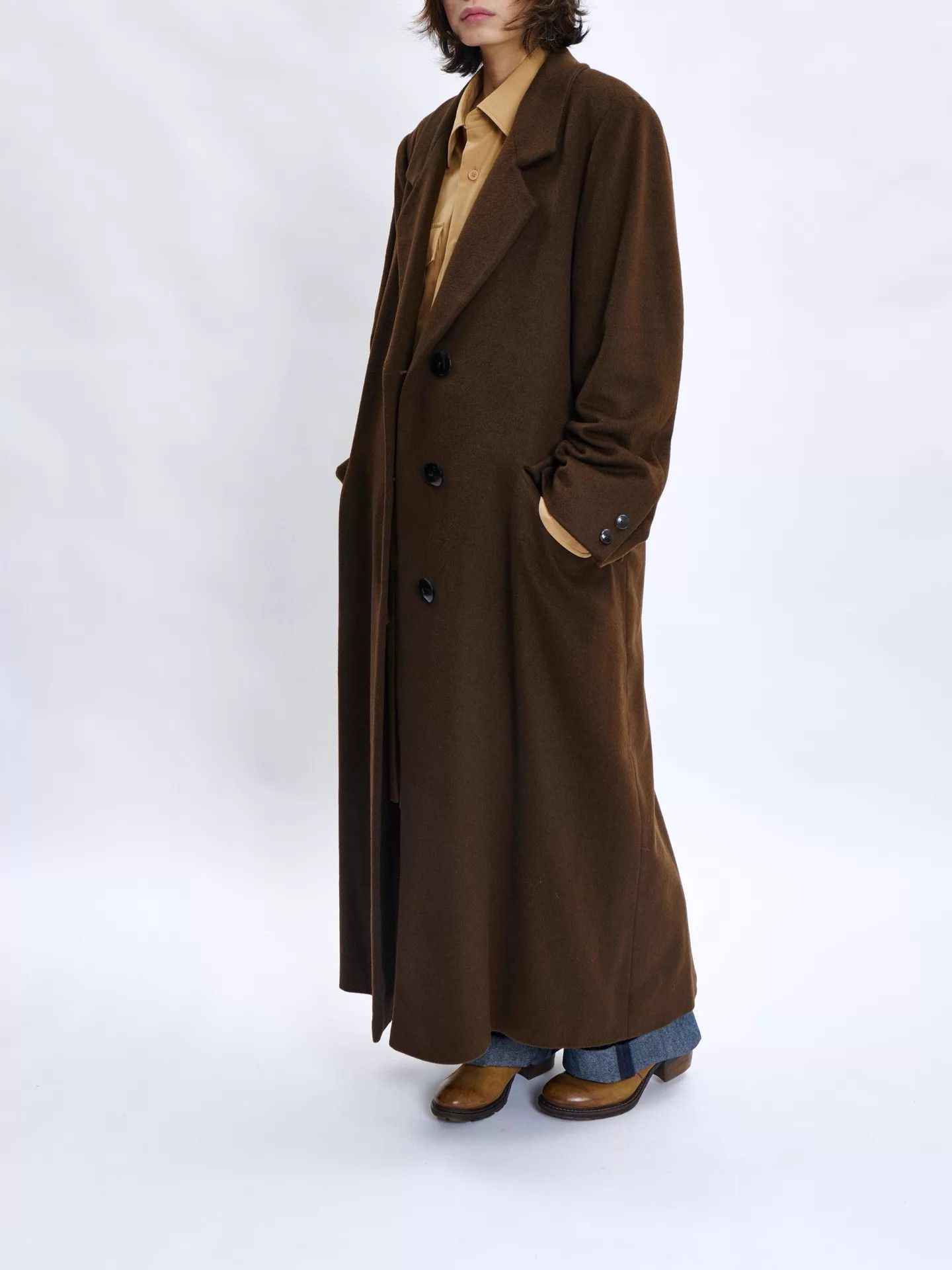 Krizia 90s Krizia Deep Chocolate Brown Cashmere Coat Size M / US 6-8 / IT 42-44 - 3 Thumbnail