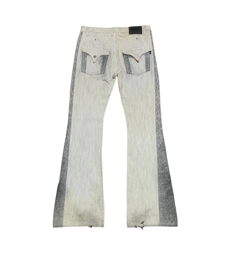 If Six Was Nine Vintage Mogan Homme Flare Bootcut Bell Bottom Jeans Snake Size US 33 - 6 Thumbnail