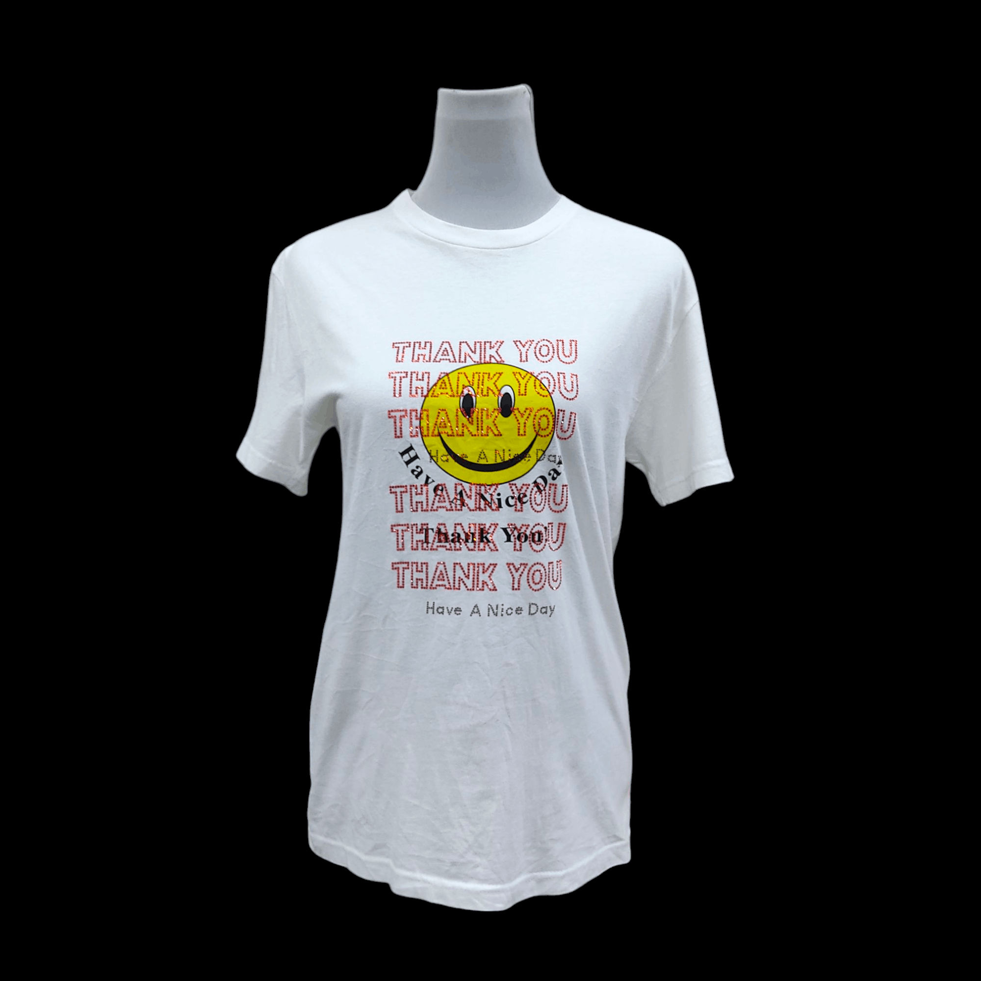 Thank You Smiley Face Swarovski Crystal Embellished T-shirt