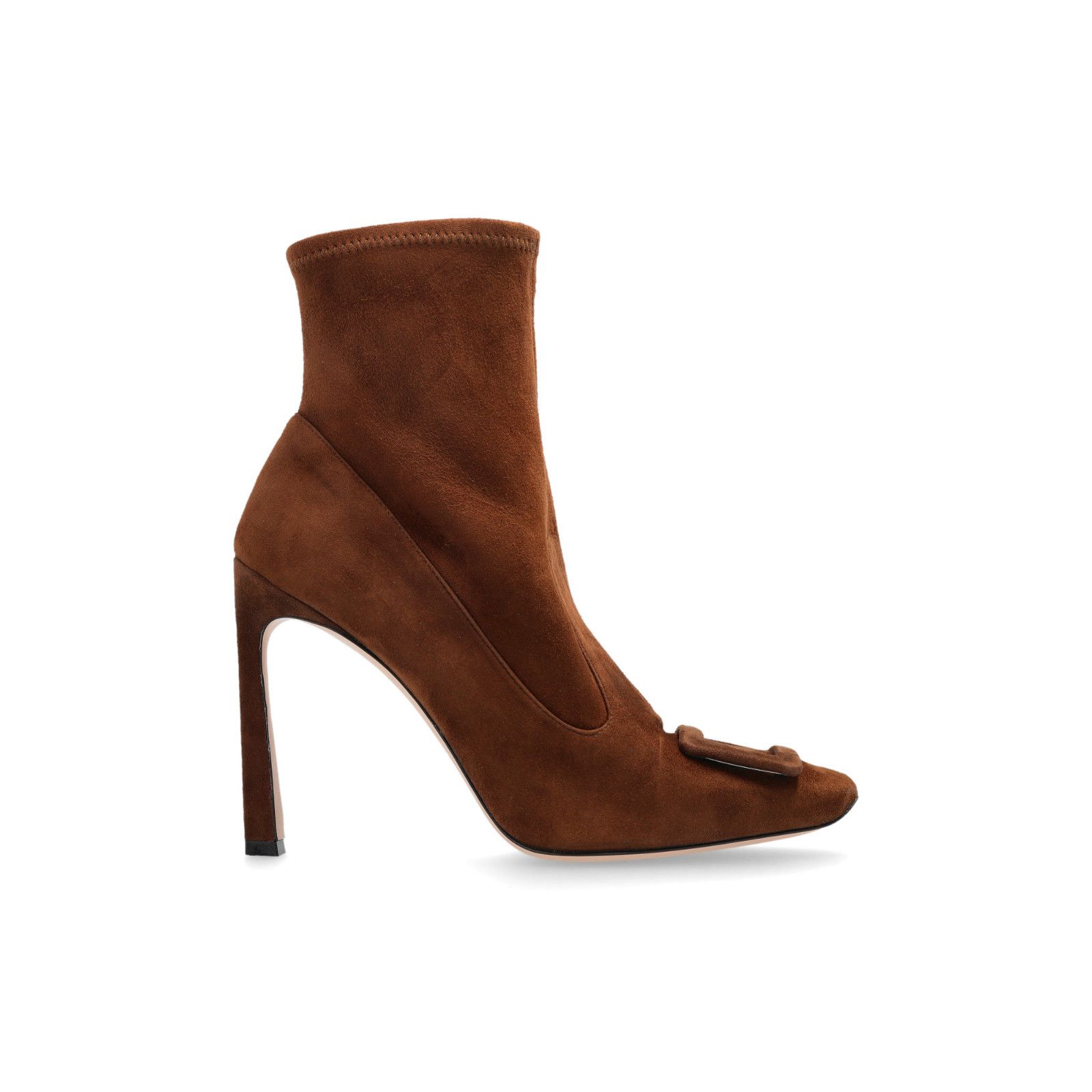 ROGER VIVIER Trompette Brown Suede 110mm Heel Ankle Boots Ne