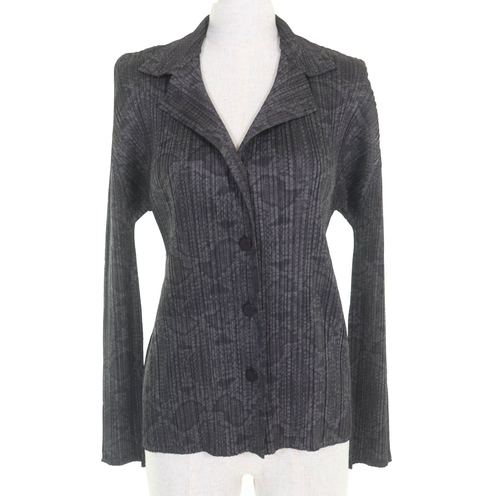 Issey Miyake PLEATS PLEASE Python Pattern Polyester Long Sleeve Shirt Others Tops PP33-JD832 DUTY FREE for USA