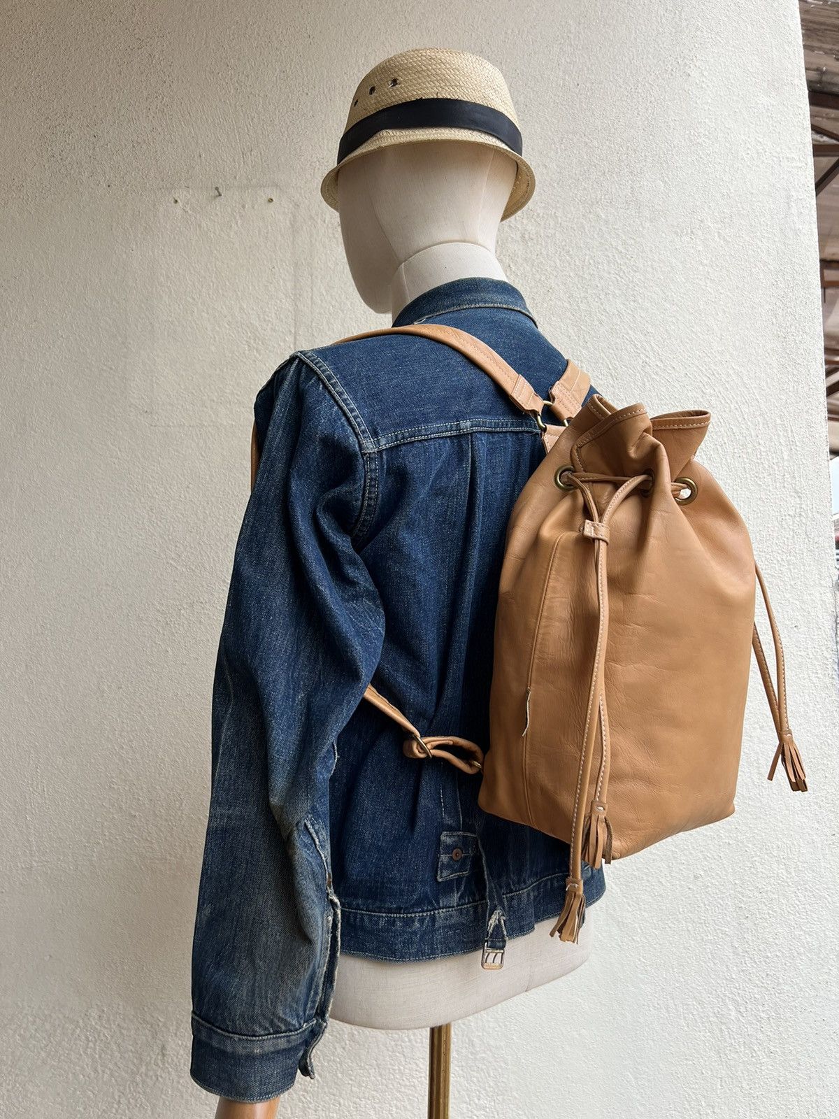 Leather Vintage Upla Paris Leather Backpack Bag Size ONE SIZE - 4 Thumbnail
