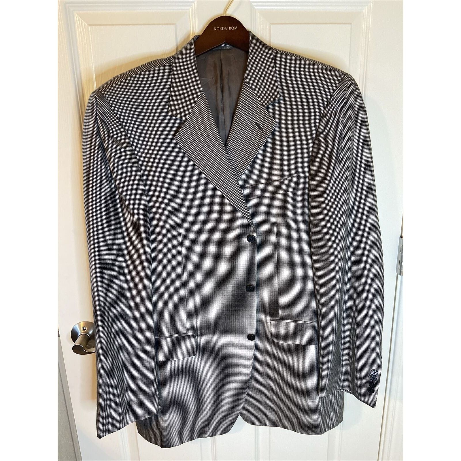 Canali Men's Black White Dot Pattern Sport Coat 44L/54L