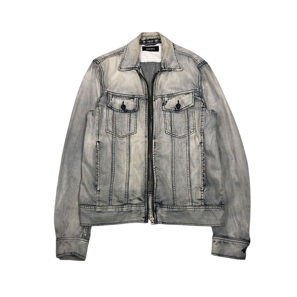 Diesel 🔥VINTAGE DENIM BIKER JACKET DIESEL ACID WASH DESIGN Size US M / EU 48-50 / 2 - 1 Thumbnail