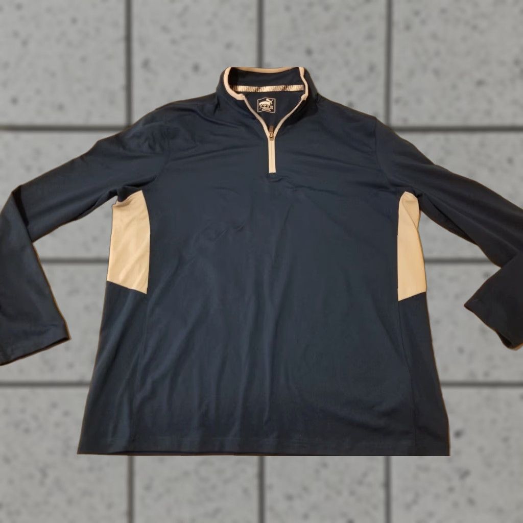 Puma PUMA Half Zip Shirt Mens L Large Blue Athletic Gym Workout Long Sleeve Shirt Size US L / EU 52-54 / 3 - 1 Thumbnail