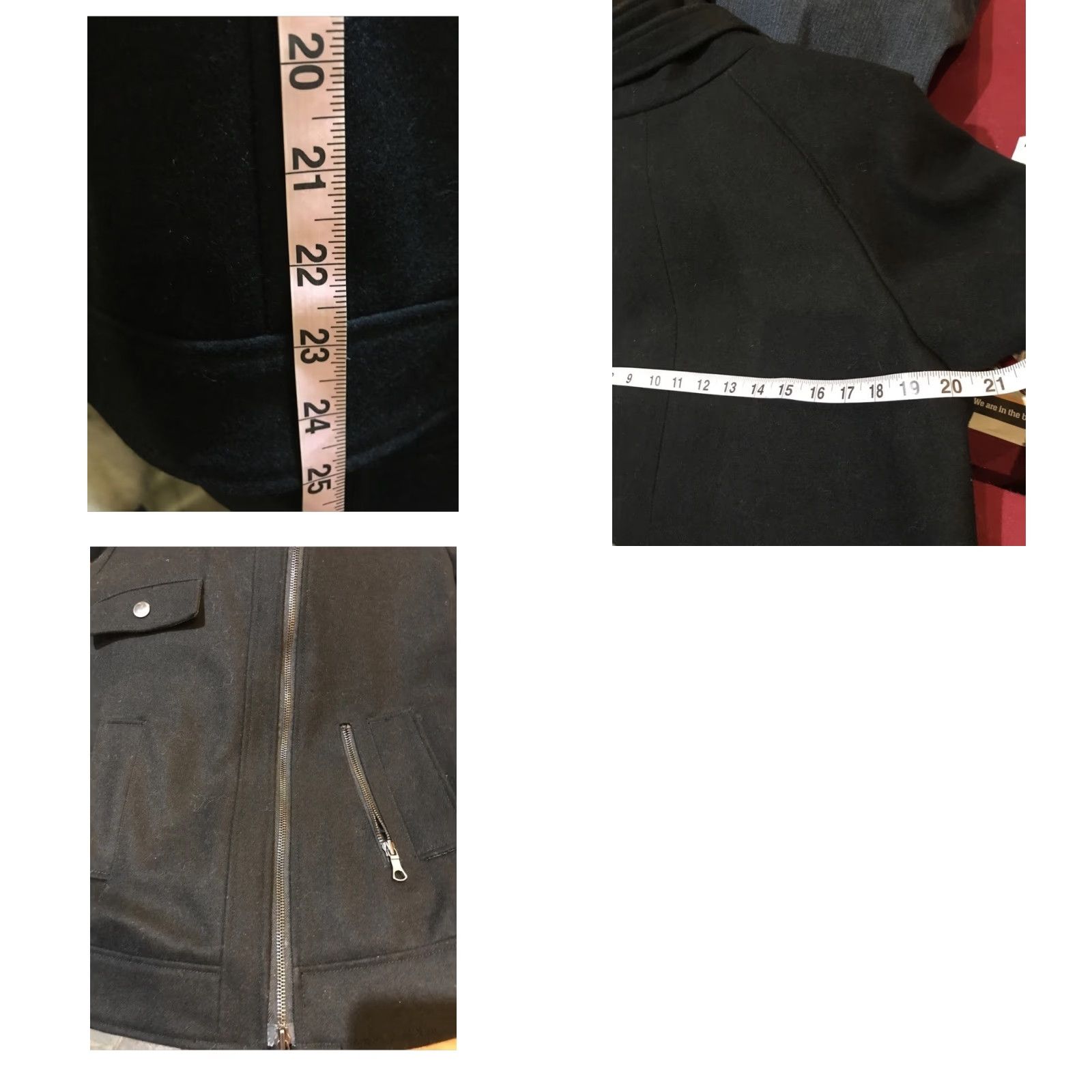 Soft Surroundings Wool Moto Jacket Full Zip Coat Women Black M
