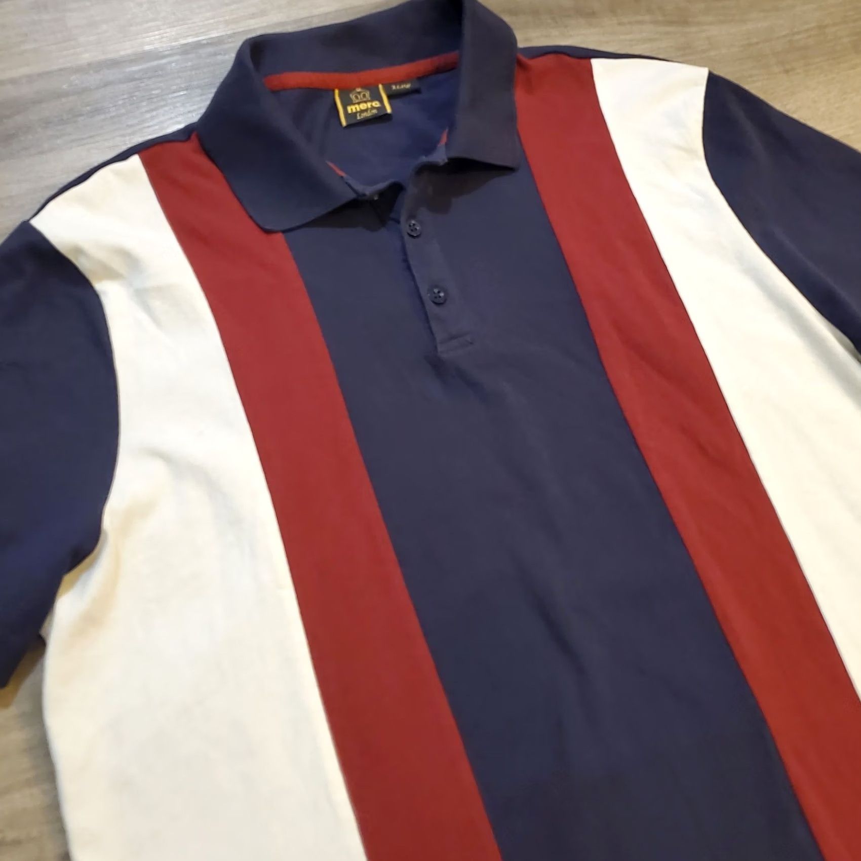 Vintage Merc London Bidwell Polo Shirt Mens XL Blue Maroon White Striped Designer Size US XL / EU 56 / 4 - 4 Thumbnail