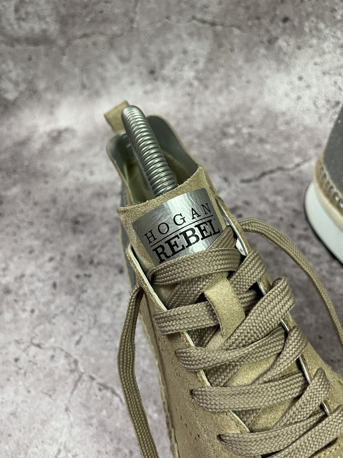 Hogan Hogan Rebel Beige Suede Espadrille Platform Sneakers Luxury Size US 8 / IT 38 - 4 Thumbnail