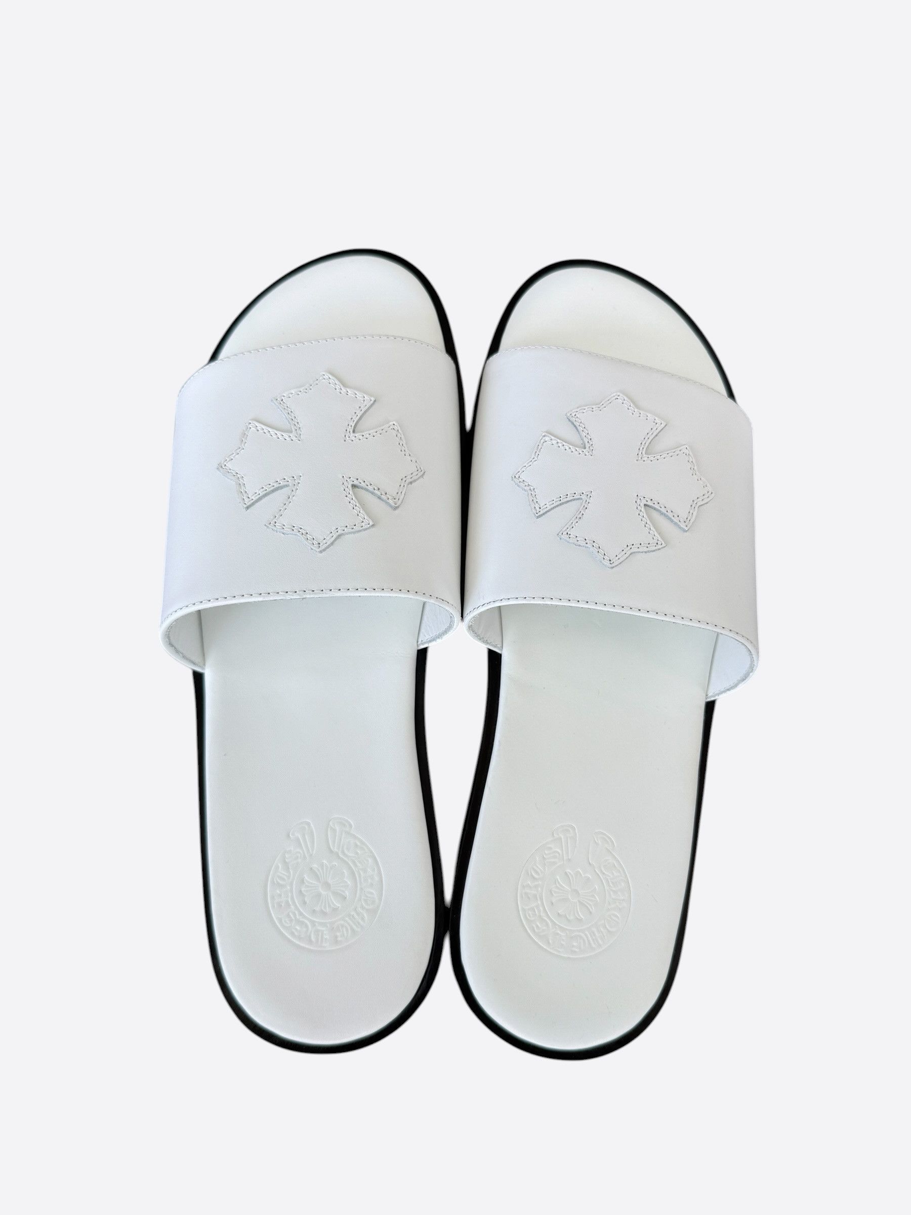 Chrome Hearts Chrome Hearts White Cross Patch Slides Size US 10 / EU 43 - 4 Thumbnail