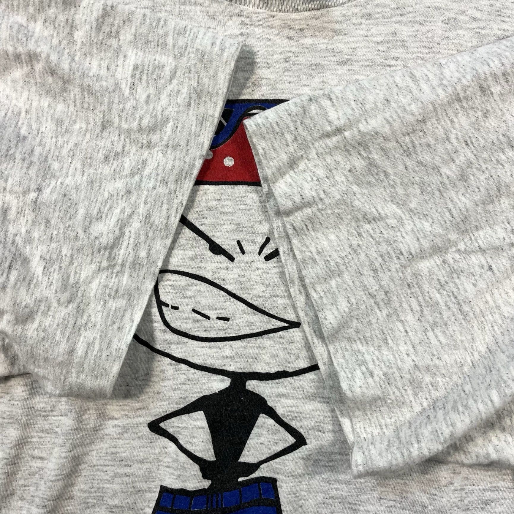 Fruit Of The Loom VTG Fruit of the Loom T-Shirt Single Stitch Crew Neck Short Sleeve XL Gray 90s Comic Print Stick Figure Funny Mens USA Size US XL / EU 56 / 4 - 4 Thumbnail