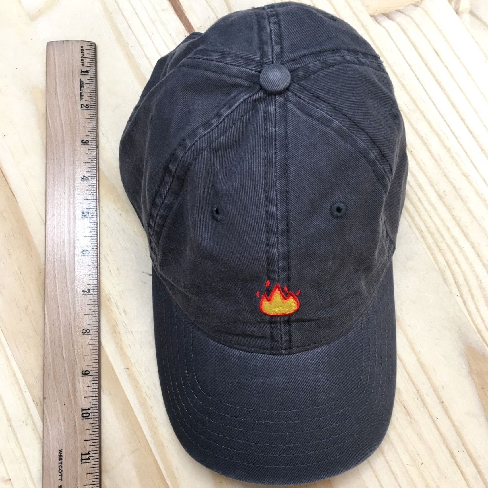 Vintage Fire Emoji OTTO Baseball Cap Hat Mens Gray OS Curve Brim Embroidered Logo Cotton Size ONE SIZE - 3 Thumbnail