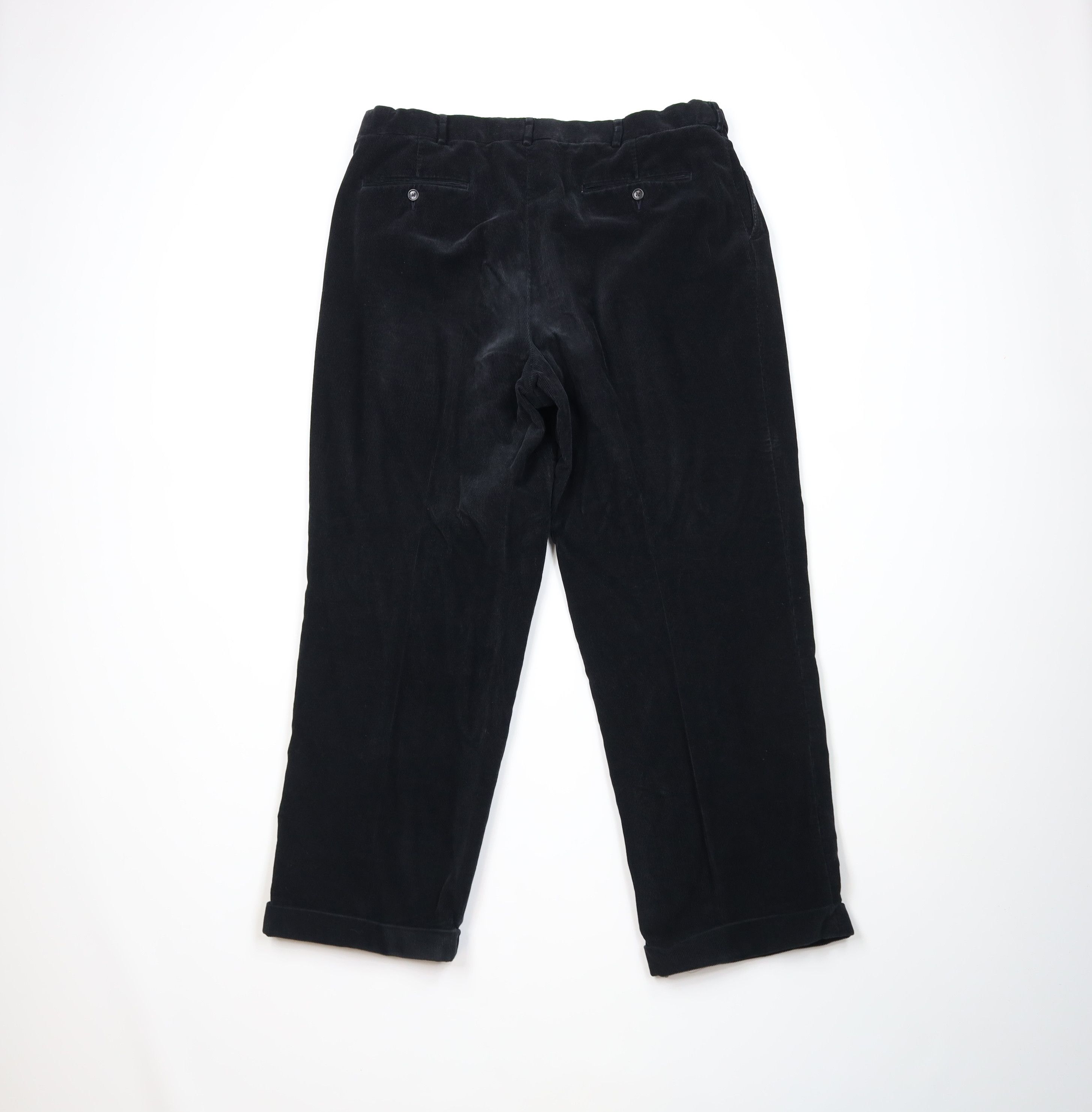 Lands' End Vintage 90s Lands End Cuffed Wide Leg Corduroy Pants Black Size US 38 / EU 54 - 8 Thumbnail